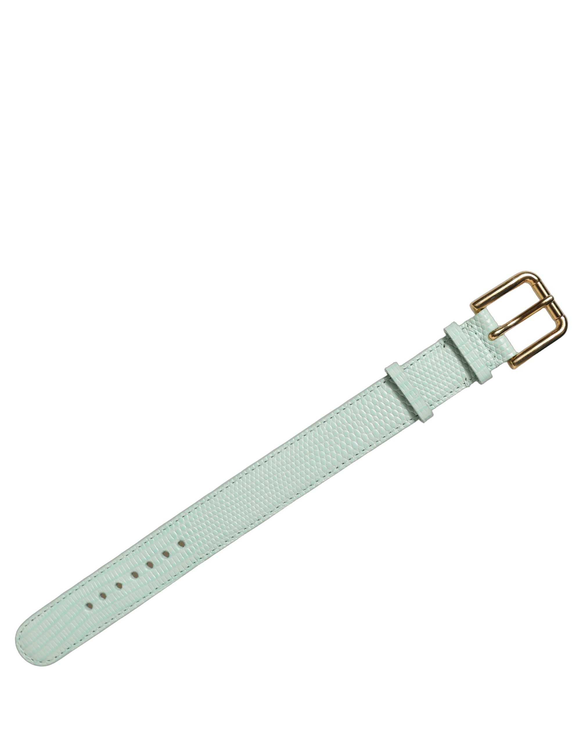 Dolce & Gabbana Armband aus grünem Leder mit goldener Schnalle