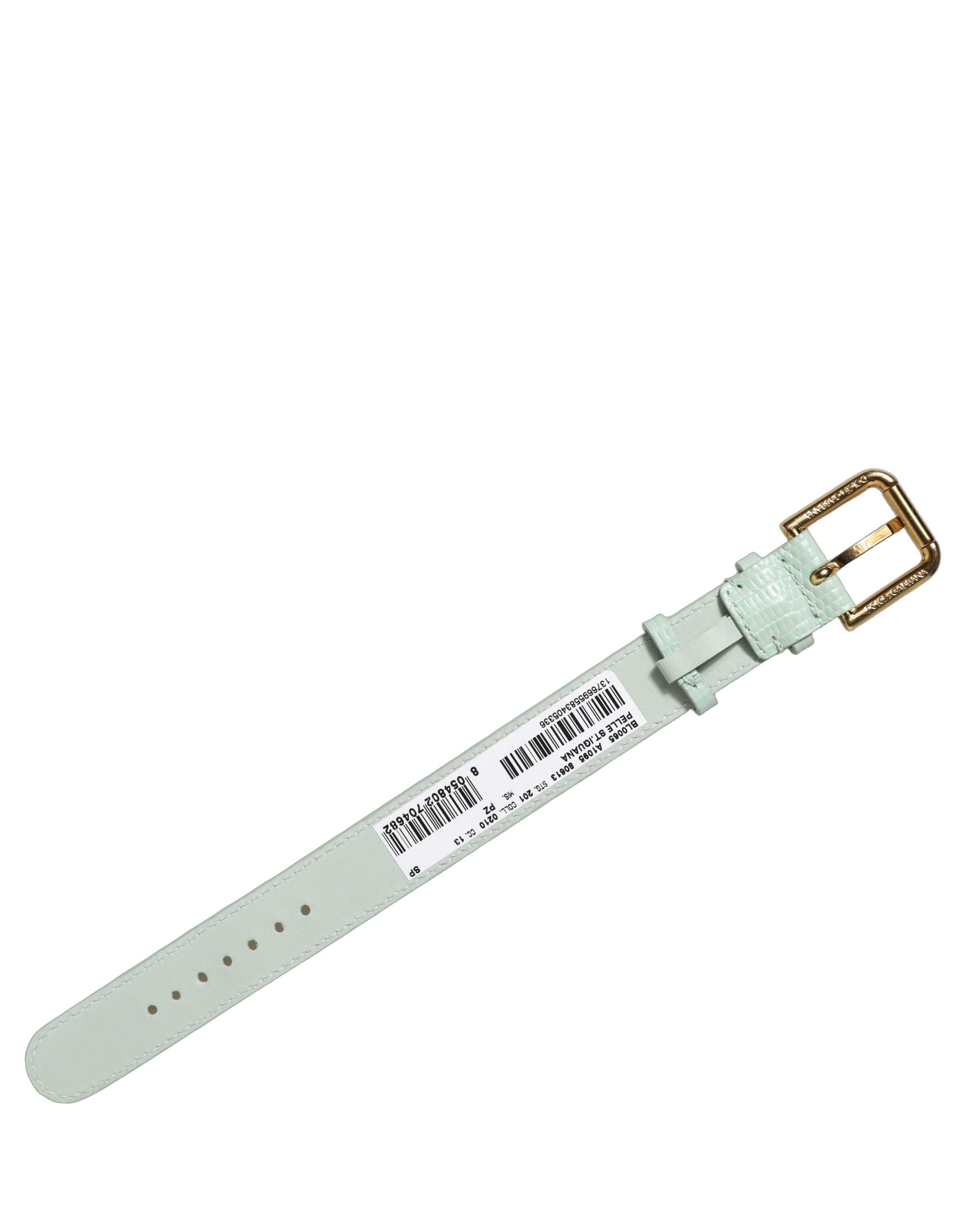 Dolce & Gabbana Armband aus grünem Leder mit goldener Schnalle