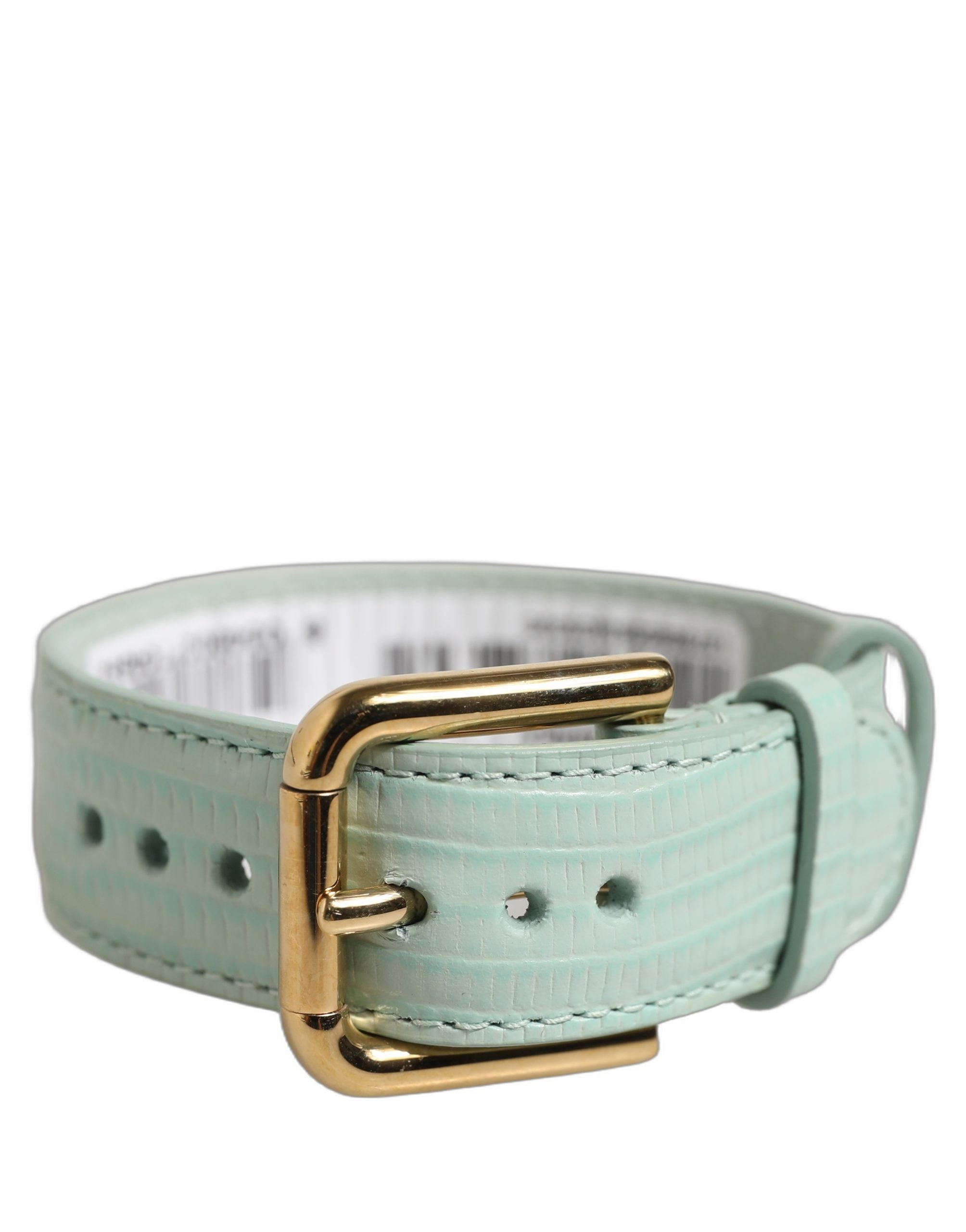 Dolce & Gabbana Armband aus grünem Leder mit goldener Schnalle
