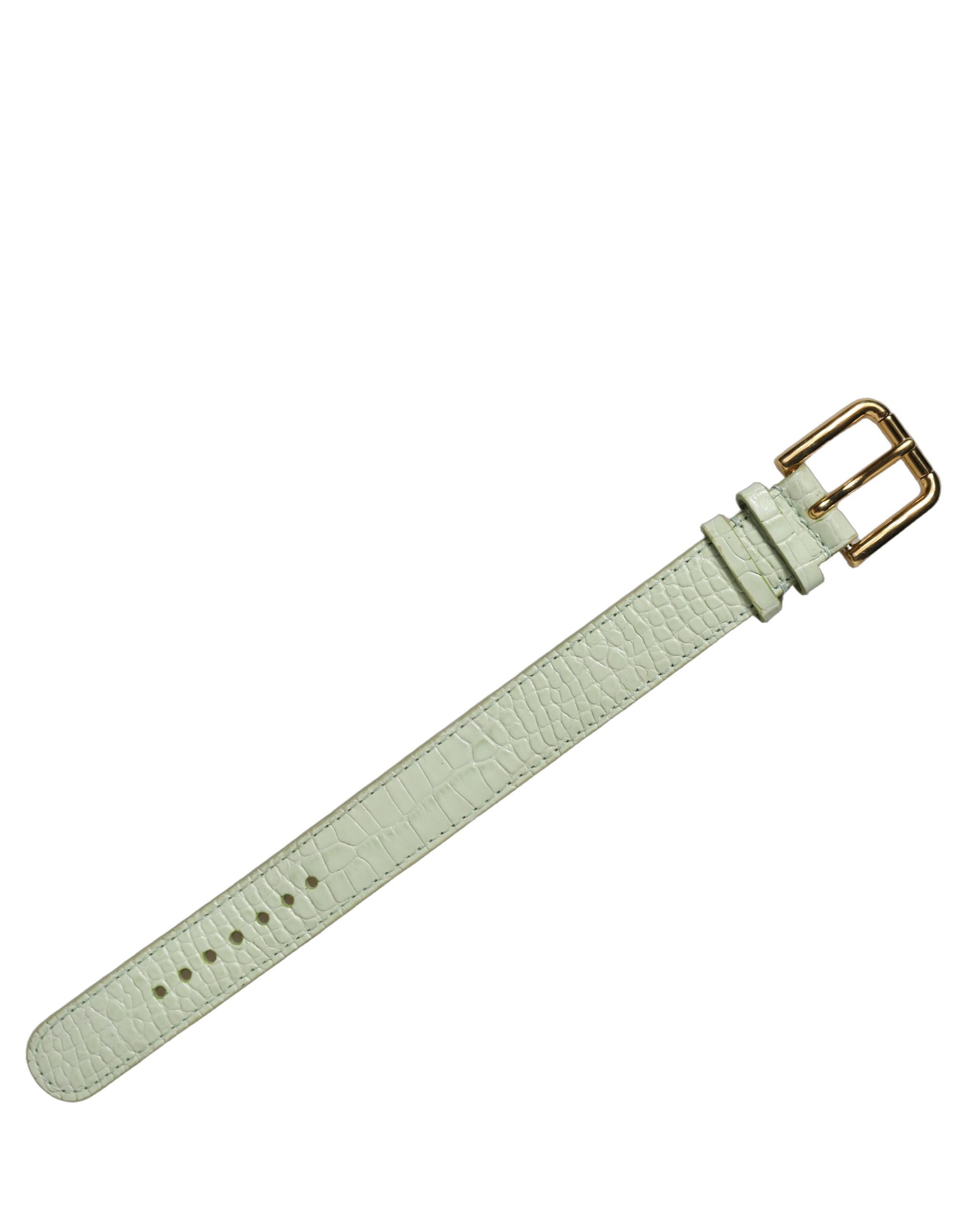 Dolce & Gabbana Armband aus grünem Leder mit Prägung und Goldschnalle