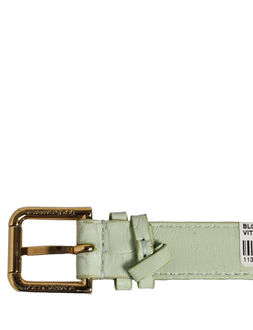 Dolce & Gabbana Armband aus grünem Leder mit Prägung und Goldschnalle