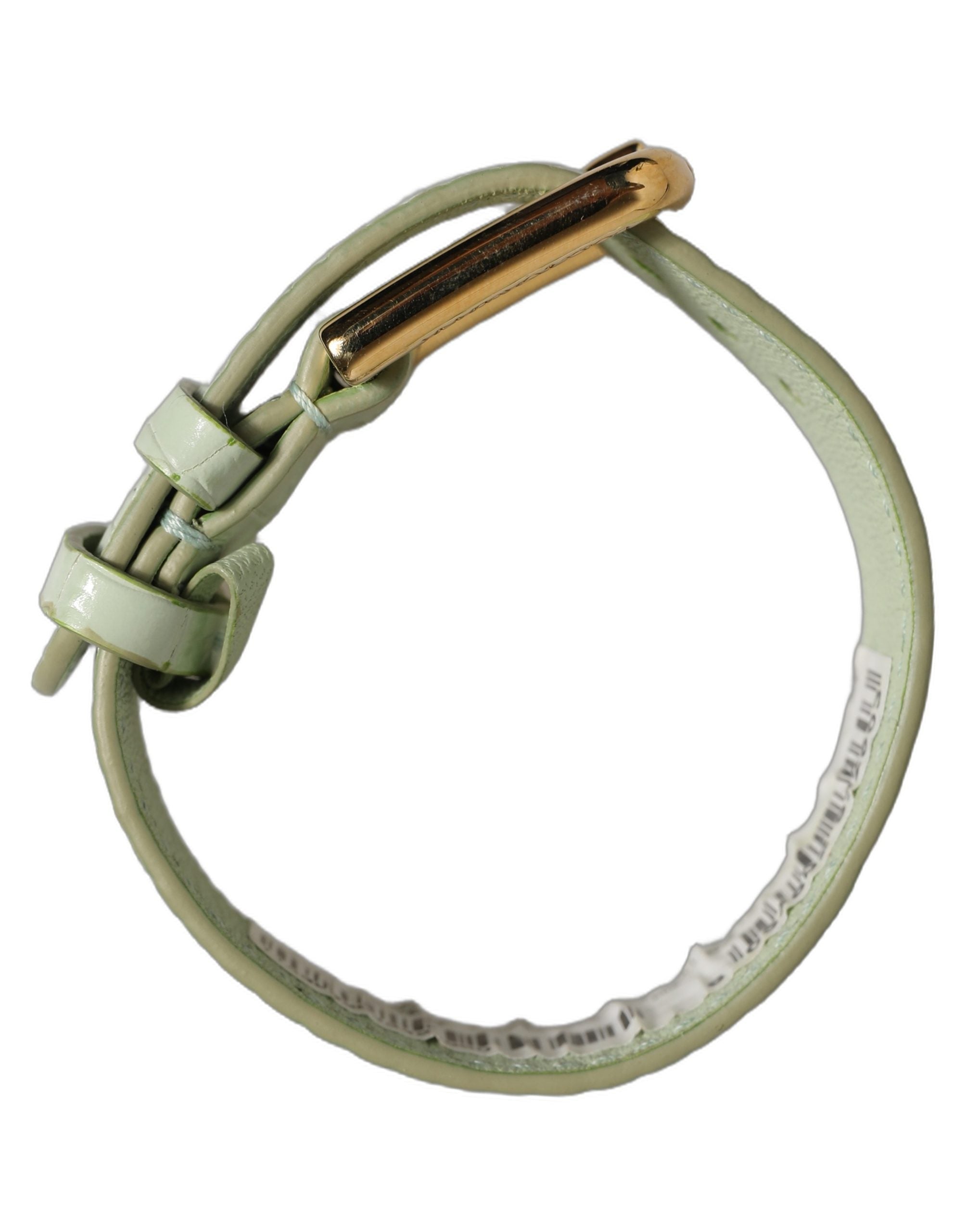 Dolce & Gabbana Armband aus grünem Leder mit Prägung und Goldschnalle