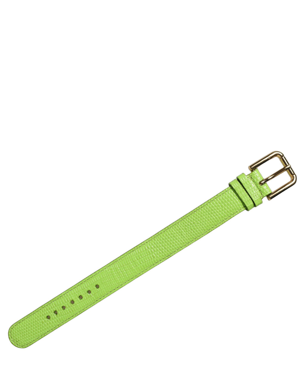 Dolce & Gabbana Grüner Lederarmband mit goldener Schnalle