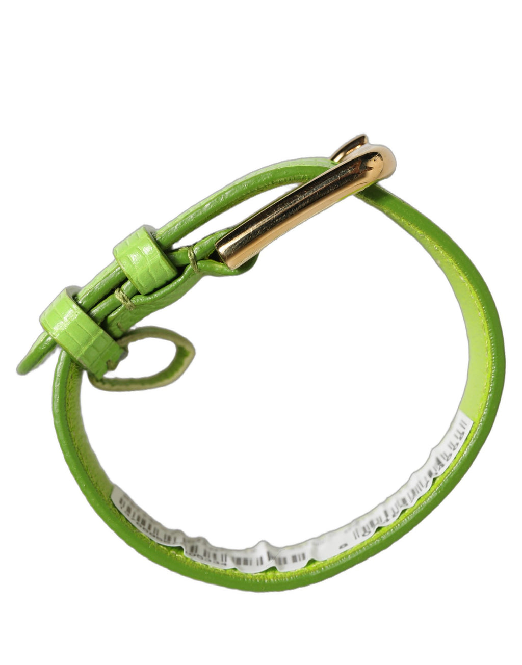 Dolce & Gabbana Grüner Lederarmband mit goldener Schnalle