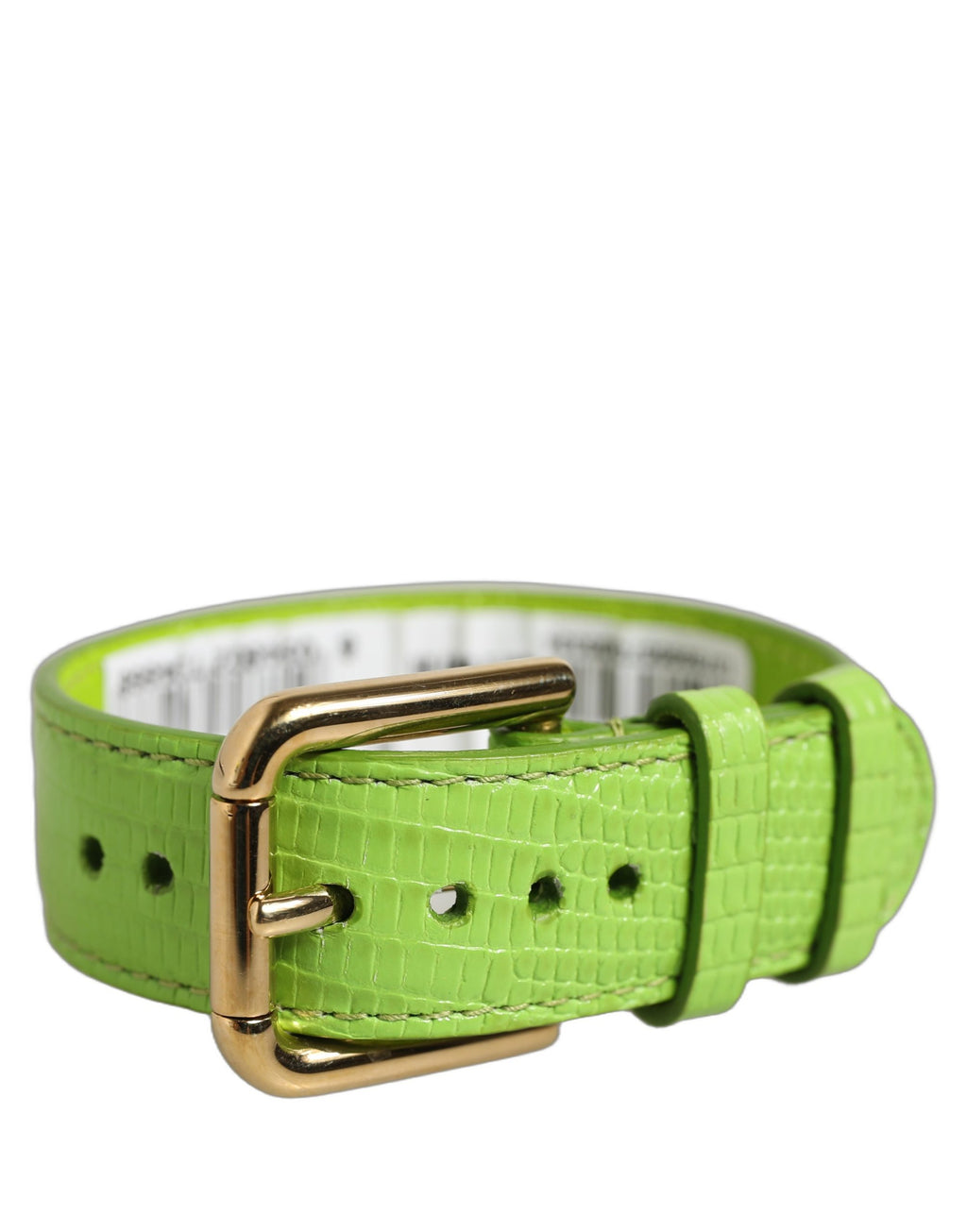Dolce & Gabbana Grüner Lederarmband mit goldener Schnalle