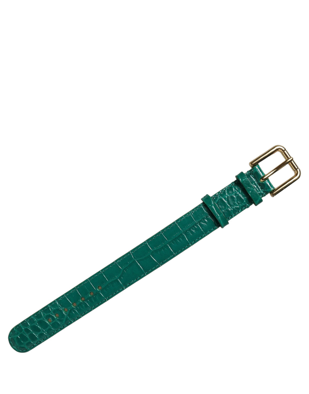 Dolce & Gabbana Armband aus grünem Leder mit Prägung und goldener Schnalle