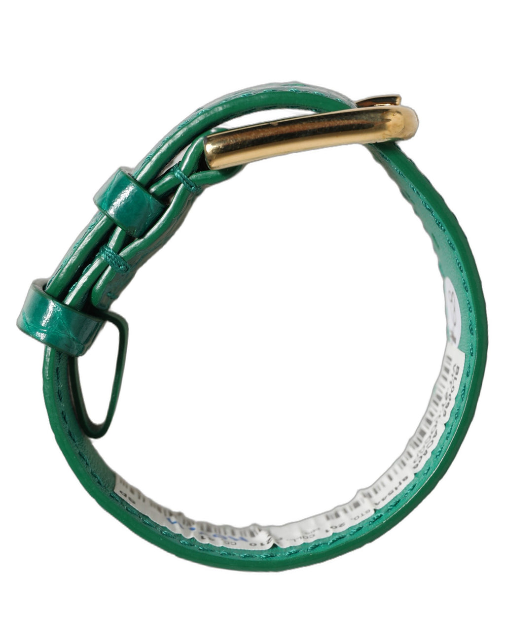 Dolce & Gabbana Armband aus grünem Leder mit Prägung und goldener Schnalle