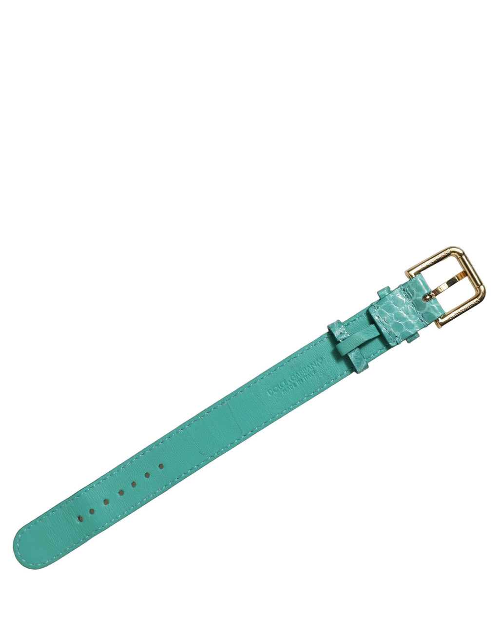 Dolce & Gabbana Armband aus blauem Leder mit Prägung und goldener Schnalle