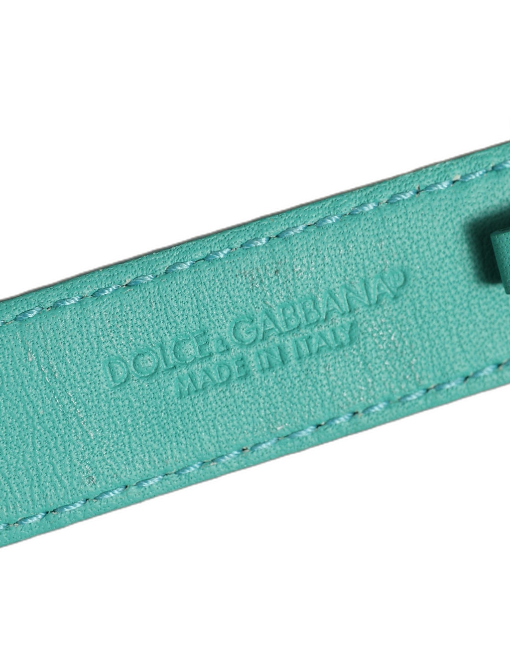 Dolce & Gabbana Armband aus blauem Leder mit Prägung und goldener Schnalle