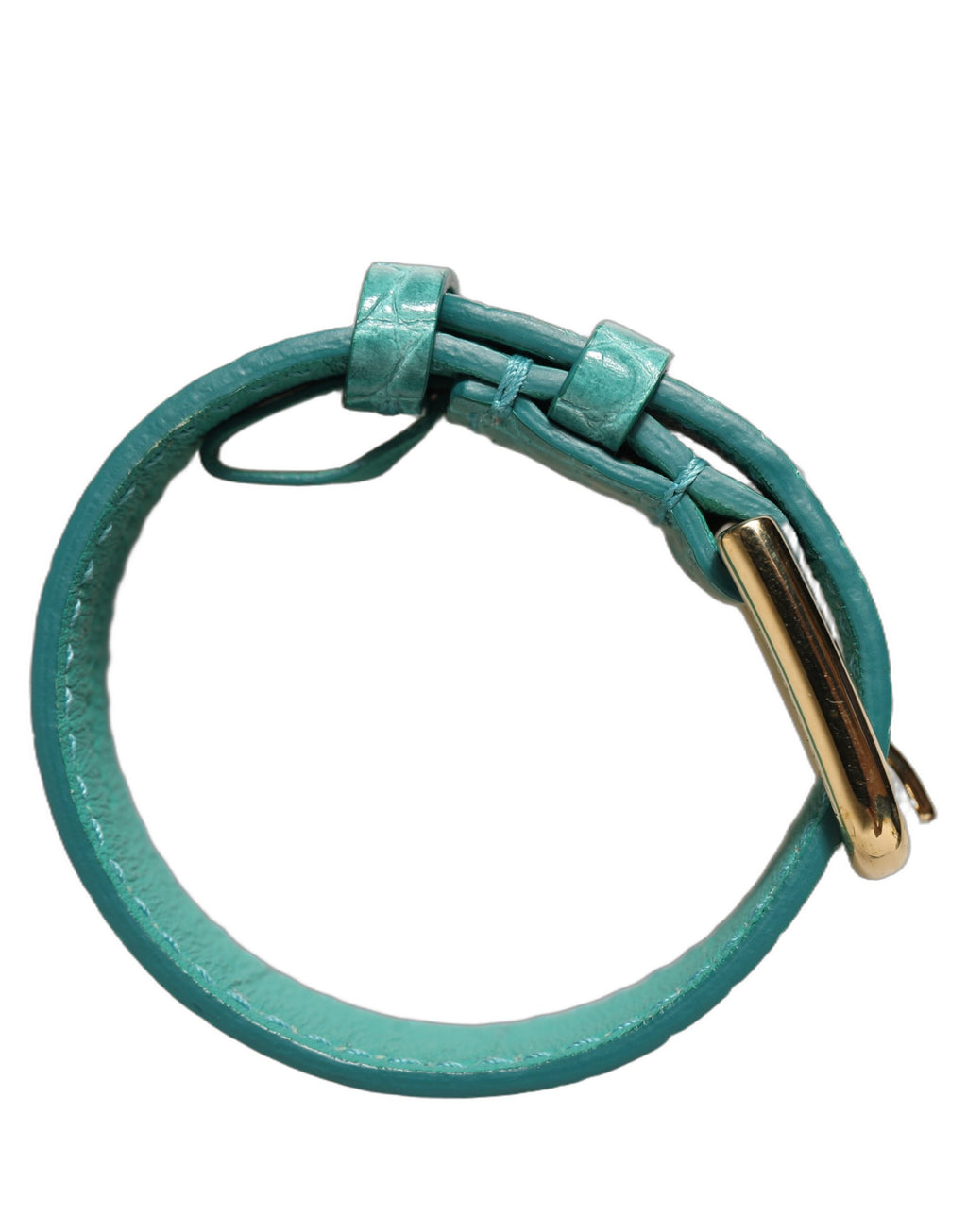 Dolce & Gabbana Armband aus blauem Leder mit Prägung und goldener Schnalle