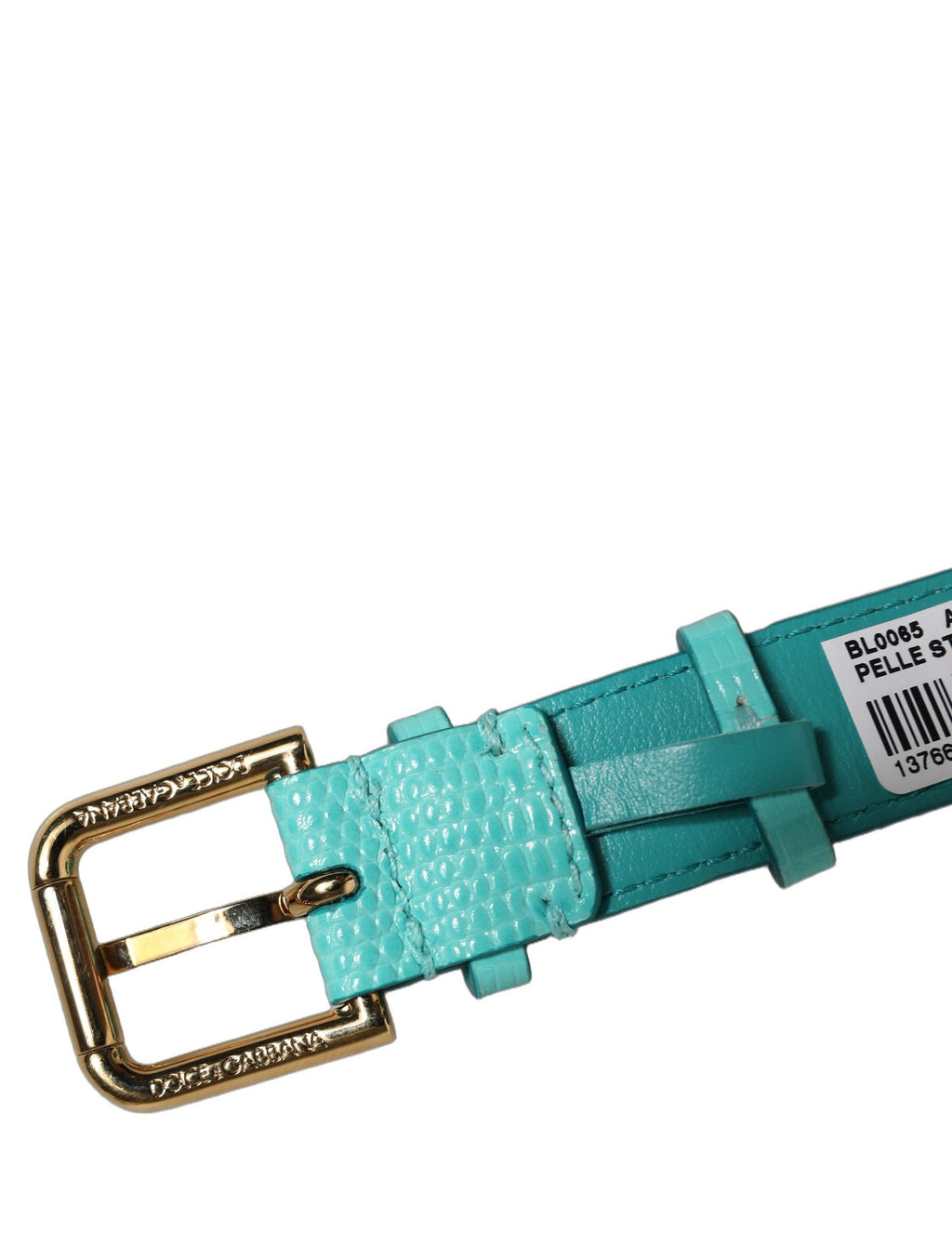 Dolce & Gabbana Blauer Lederarmband mit goldener Schnalle und Textur