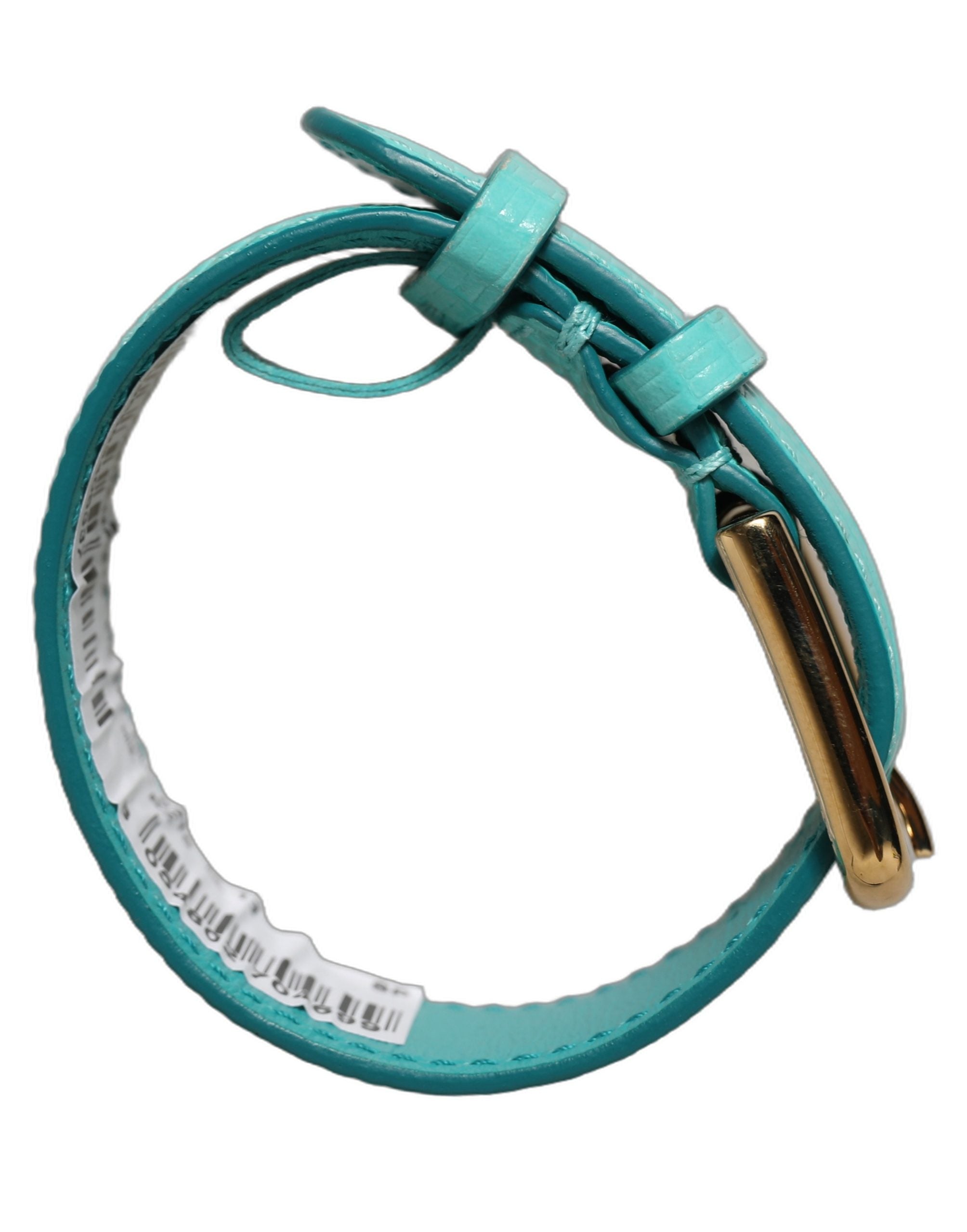 Dolce & Gabbana Blauer Lederarmband mit goldener Schnalle und Textur