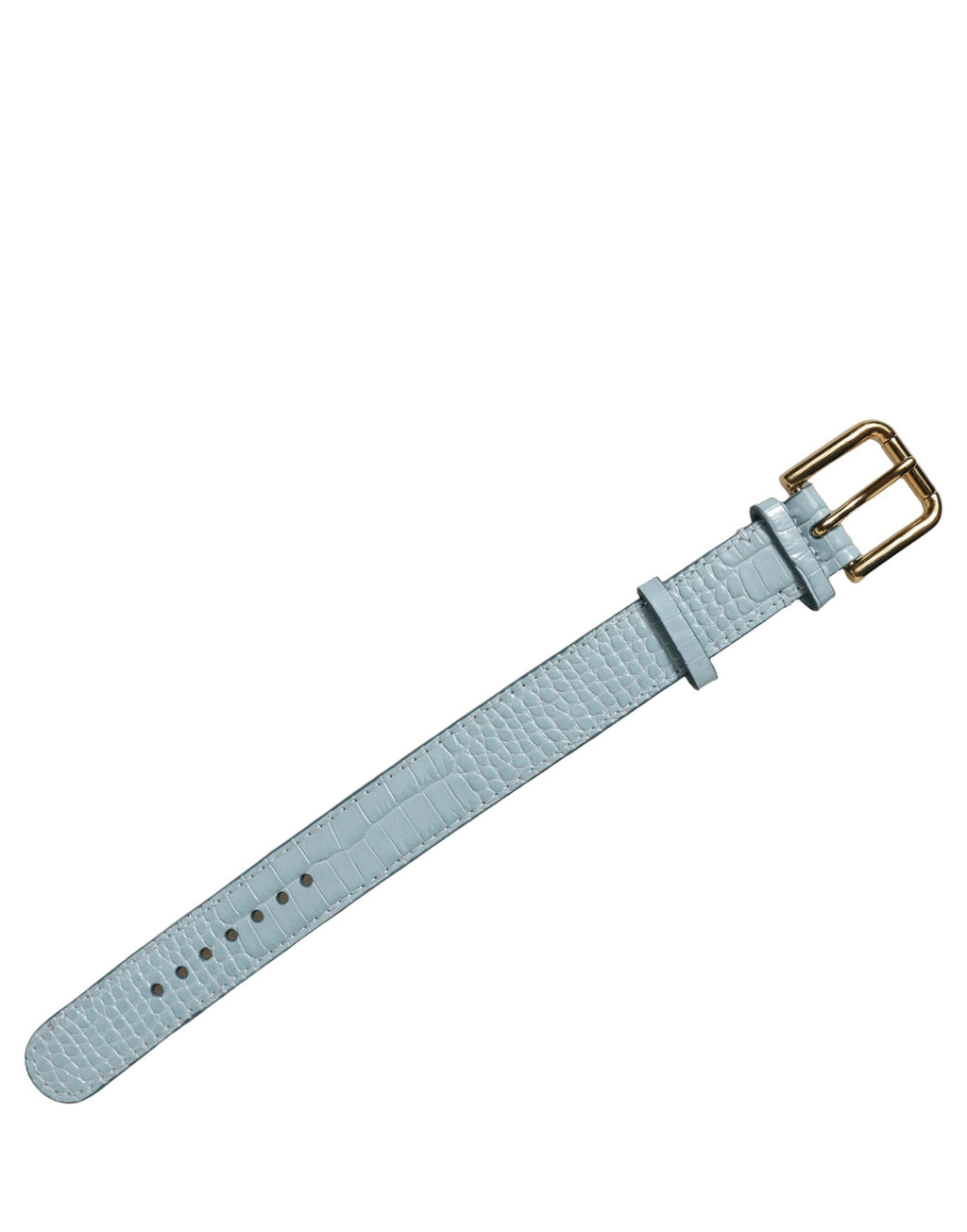 Dolce & Gabbana Armband aus blauem Leder mit Prägung und goldener Schnalle