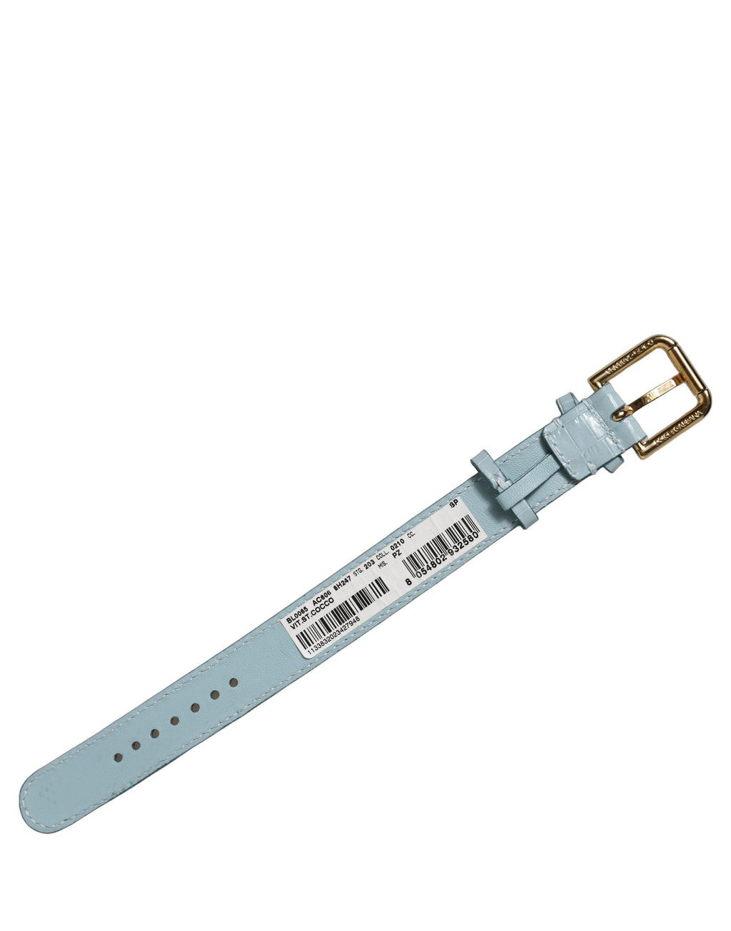 Dolce & Gabbana Armband aus blauem Leder mit Prägung und goldener Schnalle