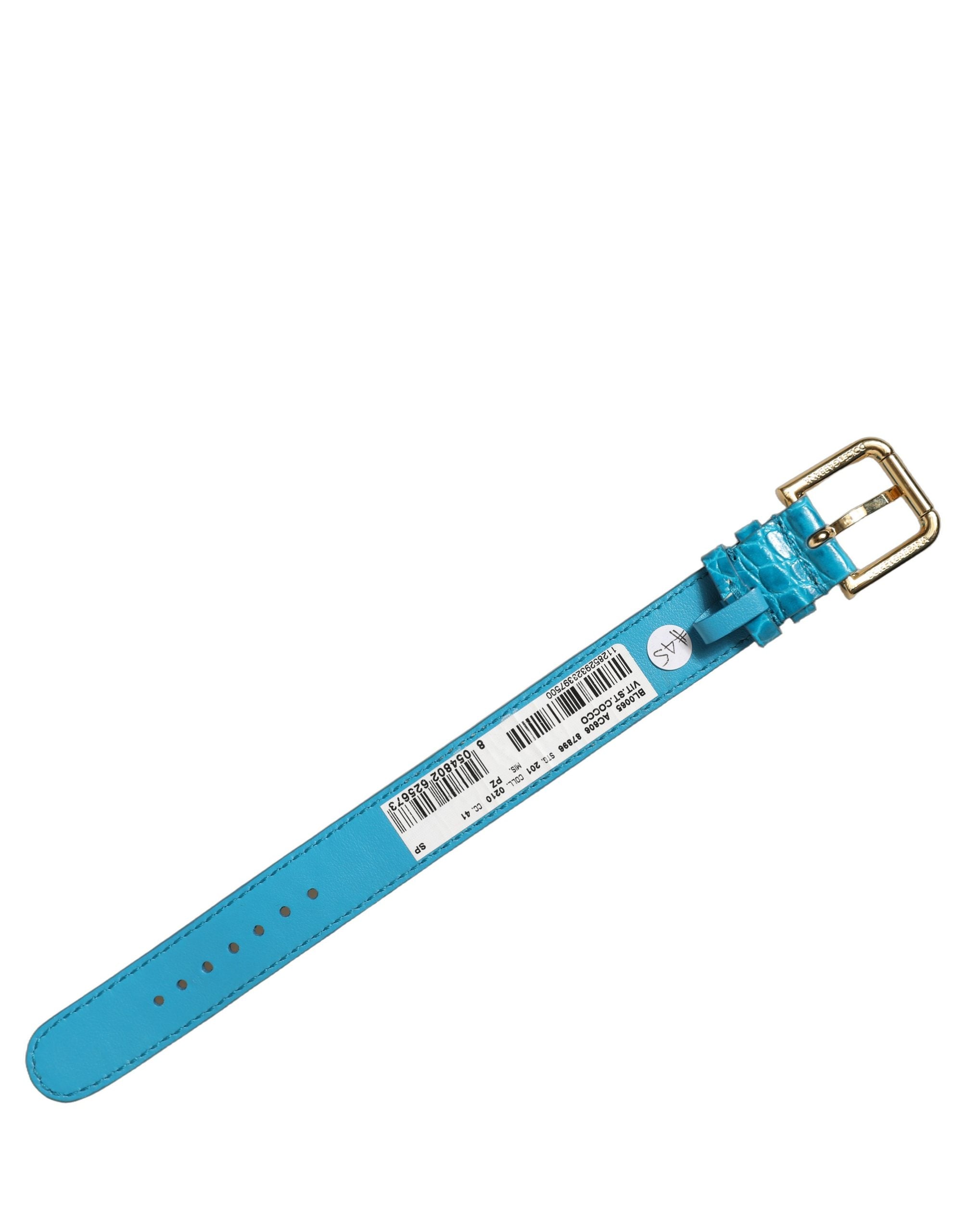 Dolce & Gabbana Armband aus blauem Leder mit Prägung und goldener Schnalle