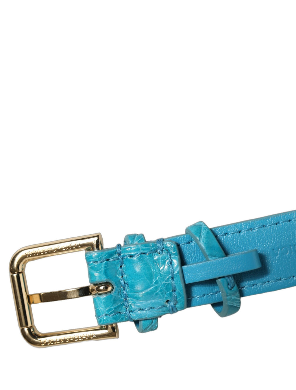 Dolce & Gabbana Armband aus türkisfarbenem Krokodilleder mit goldener Schnalle