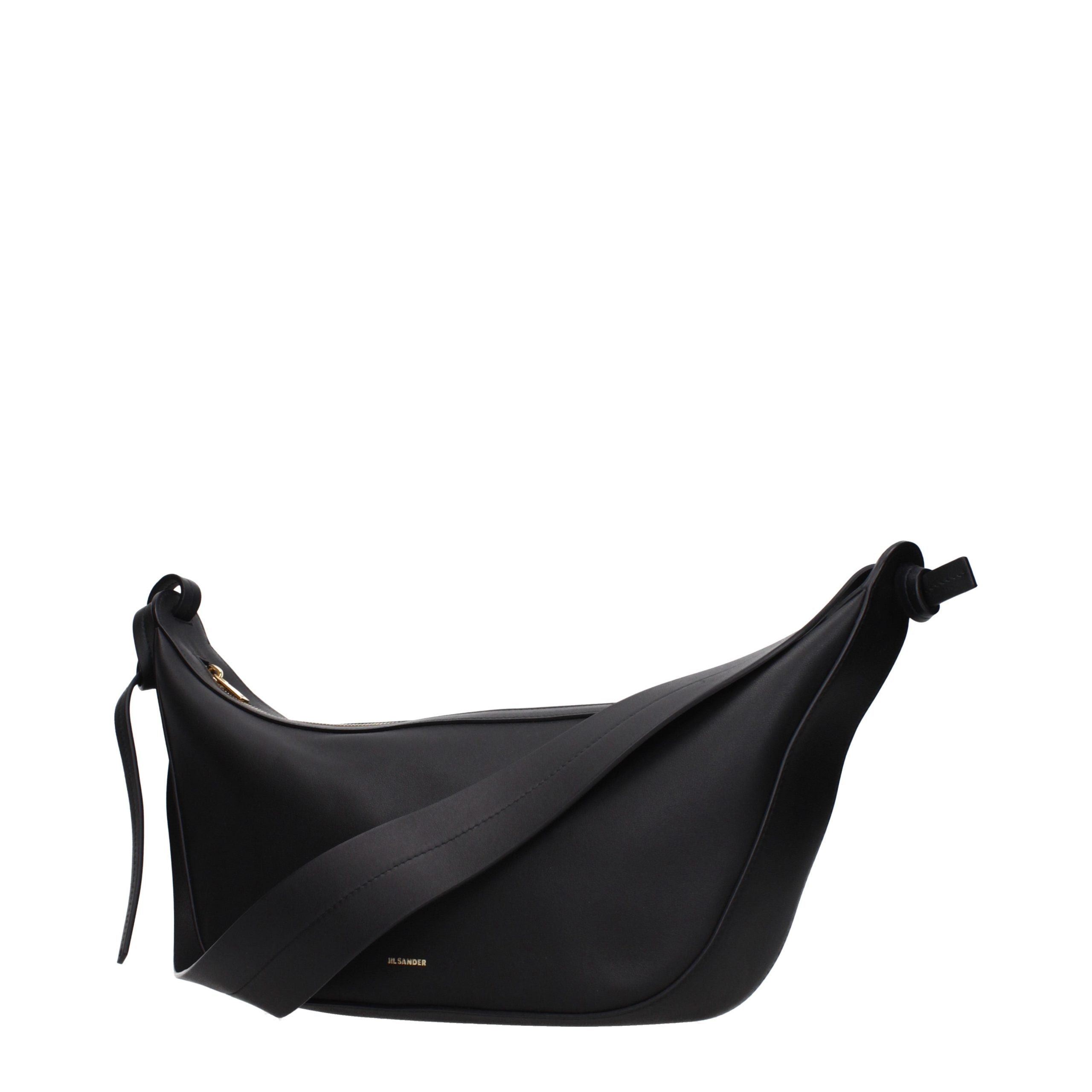 Jil Sander Schwarze Leder Umhängetasche