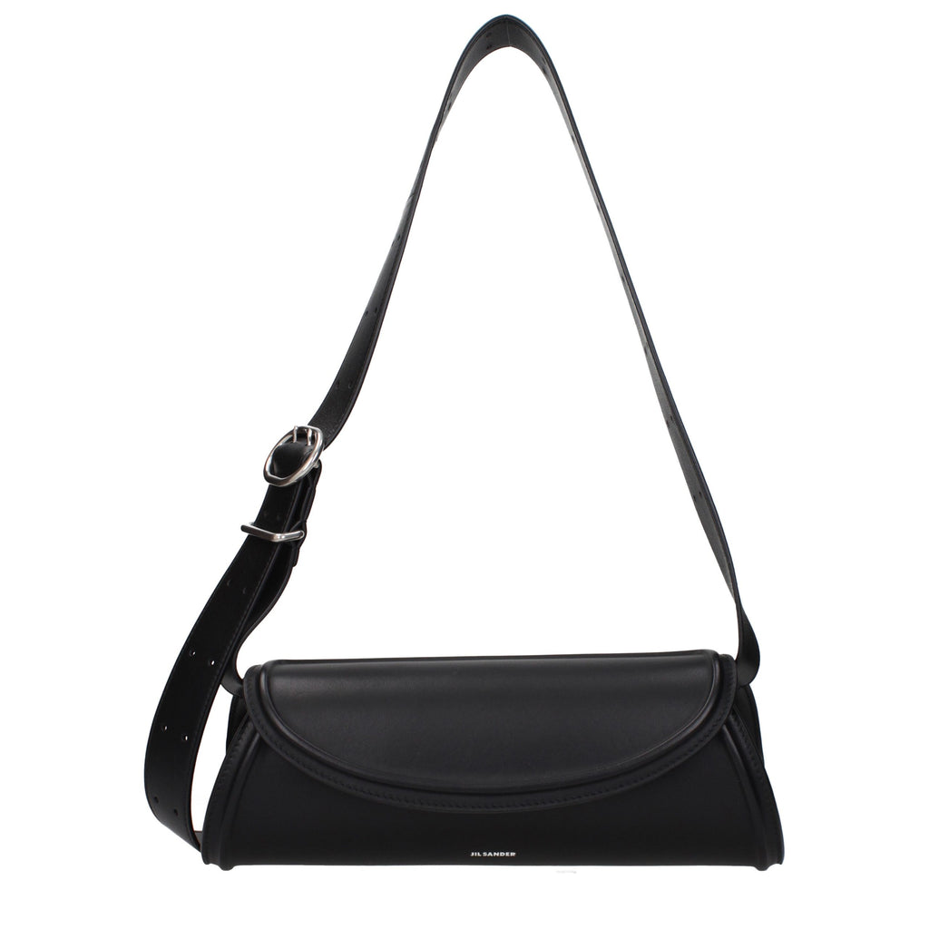Jil Sander Schwarze Leder Umhängetasche