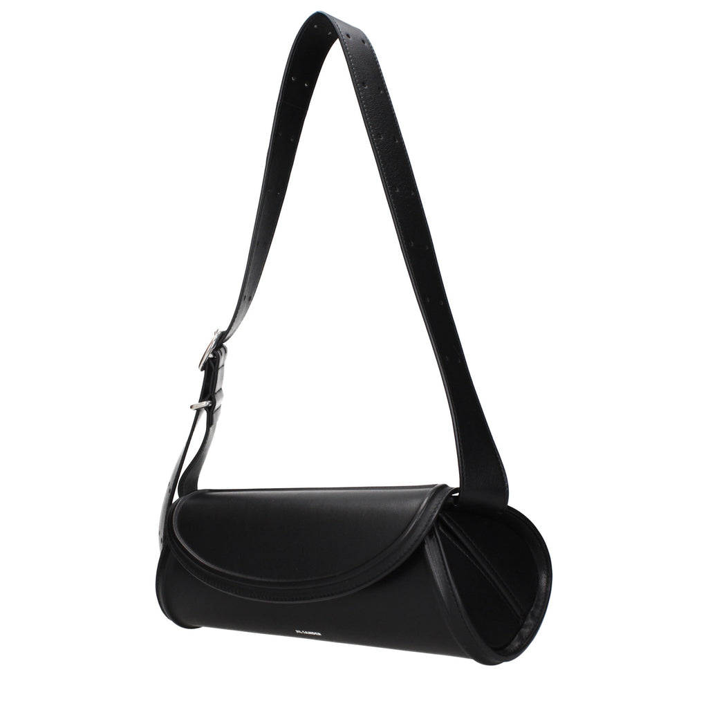 Jil Sander Schwarze Leder Umhängetasche