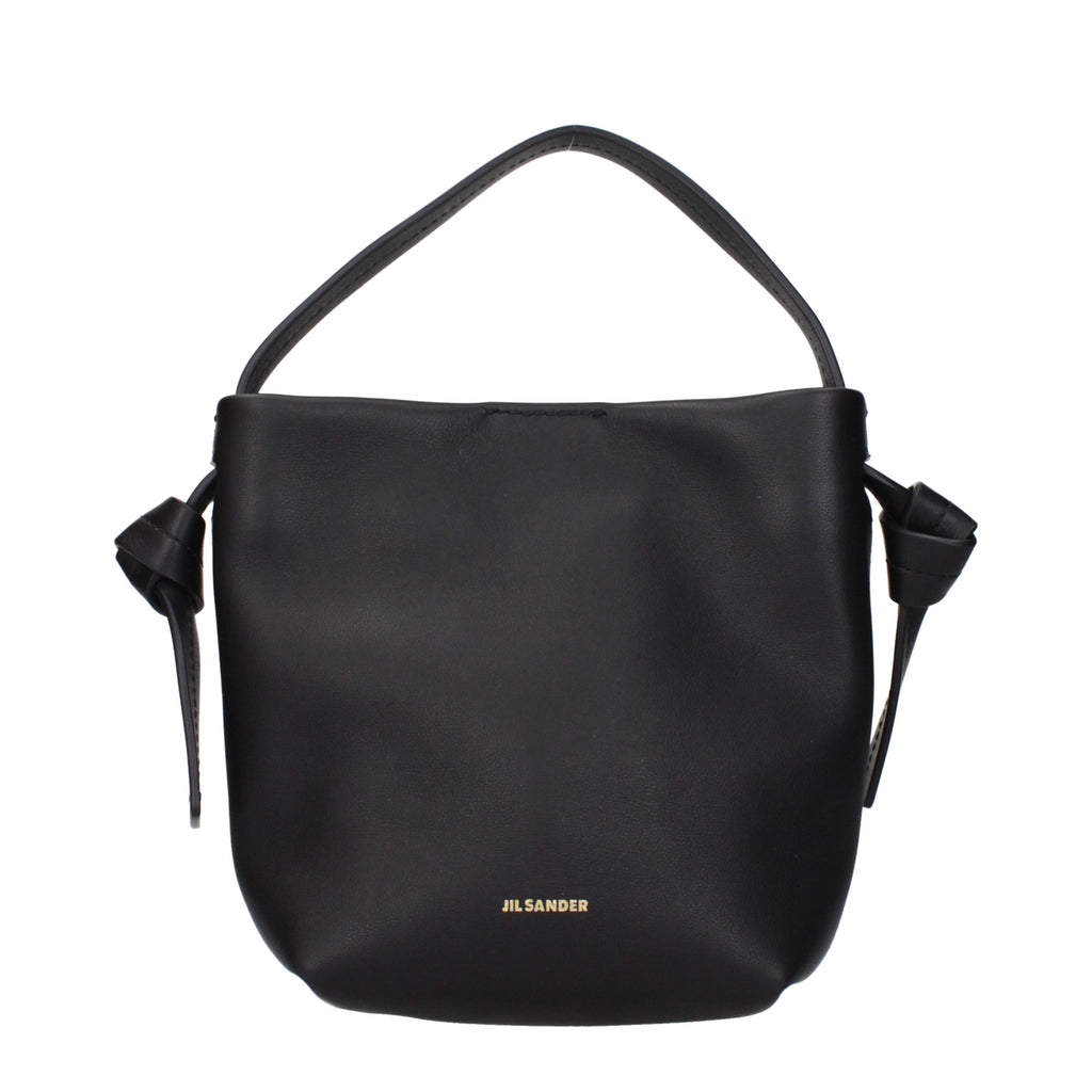 Jil Sander Schwarze Lederhandtasche