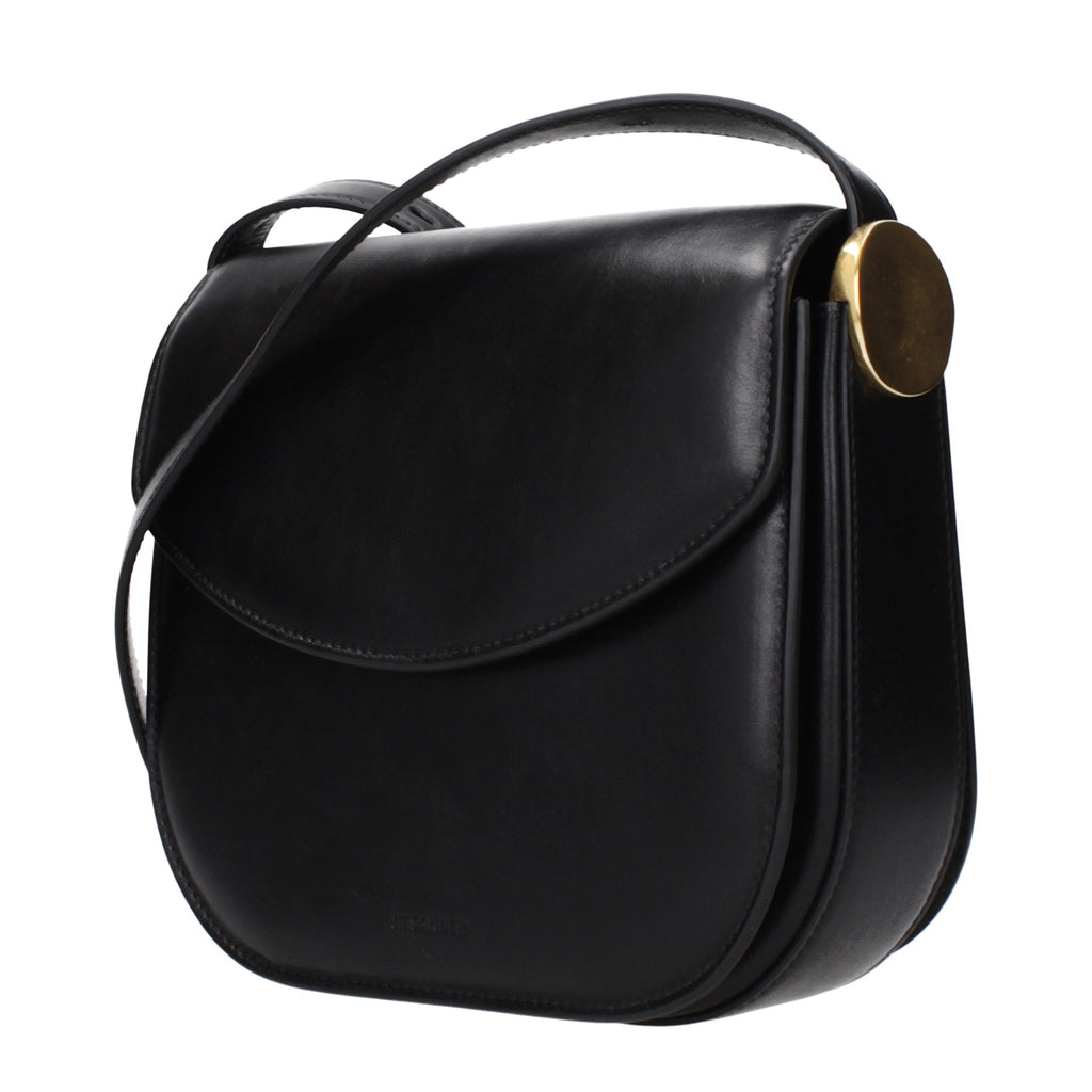 Jil Sander Schwarze Leder Umhängetasche