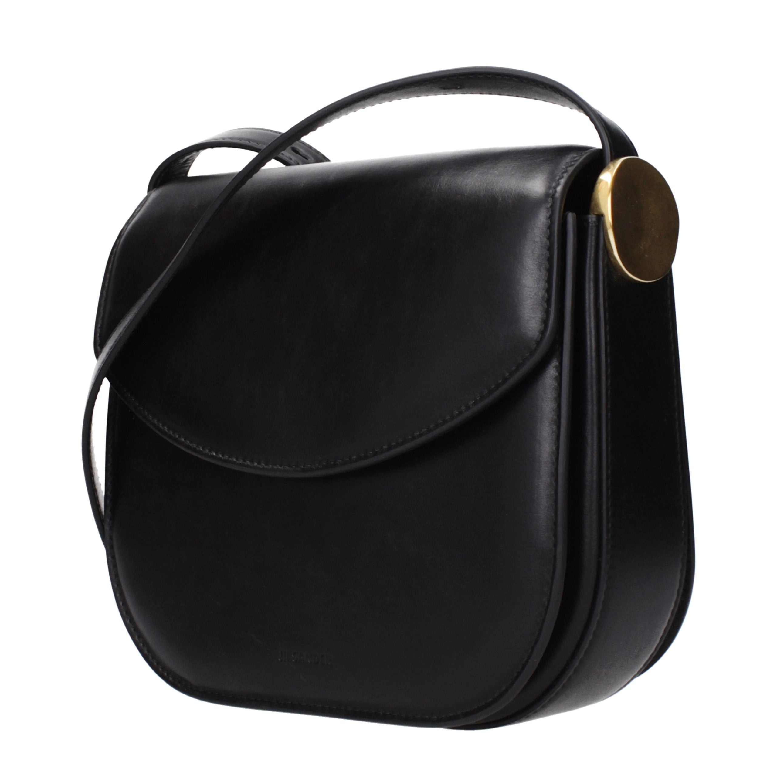 Jil Sander Schwarze Leder Umhängetasche