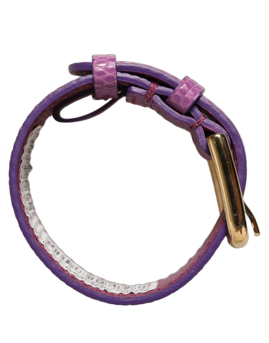 Dolce & Gabbana Lila Lederarmband mit Goldfarbener Schnalle