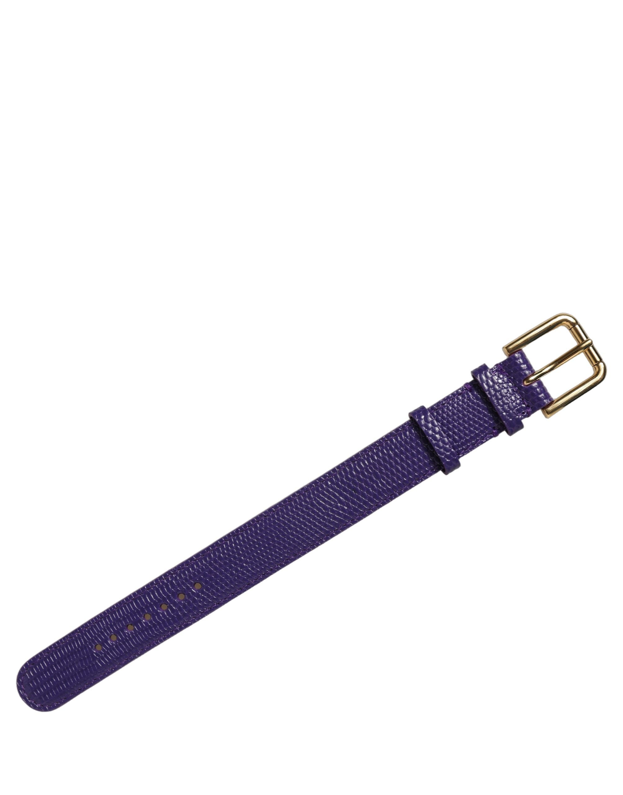 Dolce & Gabbana Violett Lederarmband mit goldener Schnalle