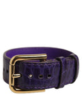 Dolce & Gabbana Violett geprägtes Leder Armband mit goldener Schnalle