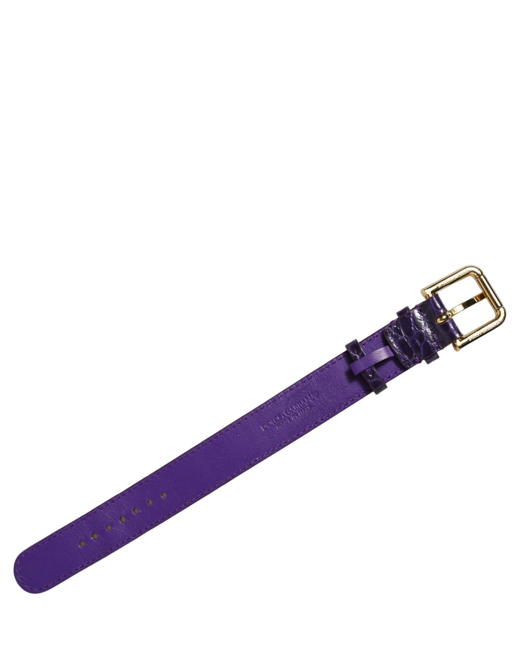 Dolce & Gabbana Violett geprägtes Leder Armband mit goldener Schnalle