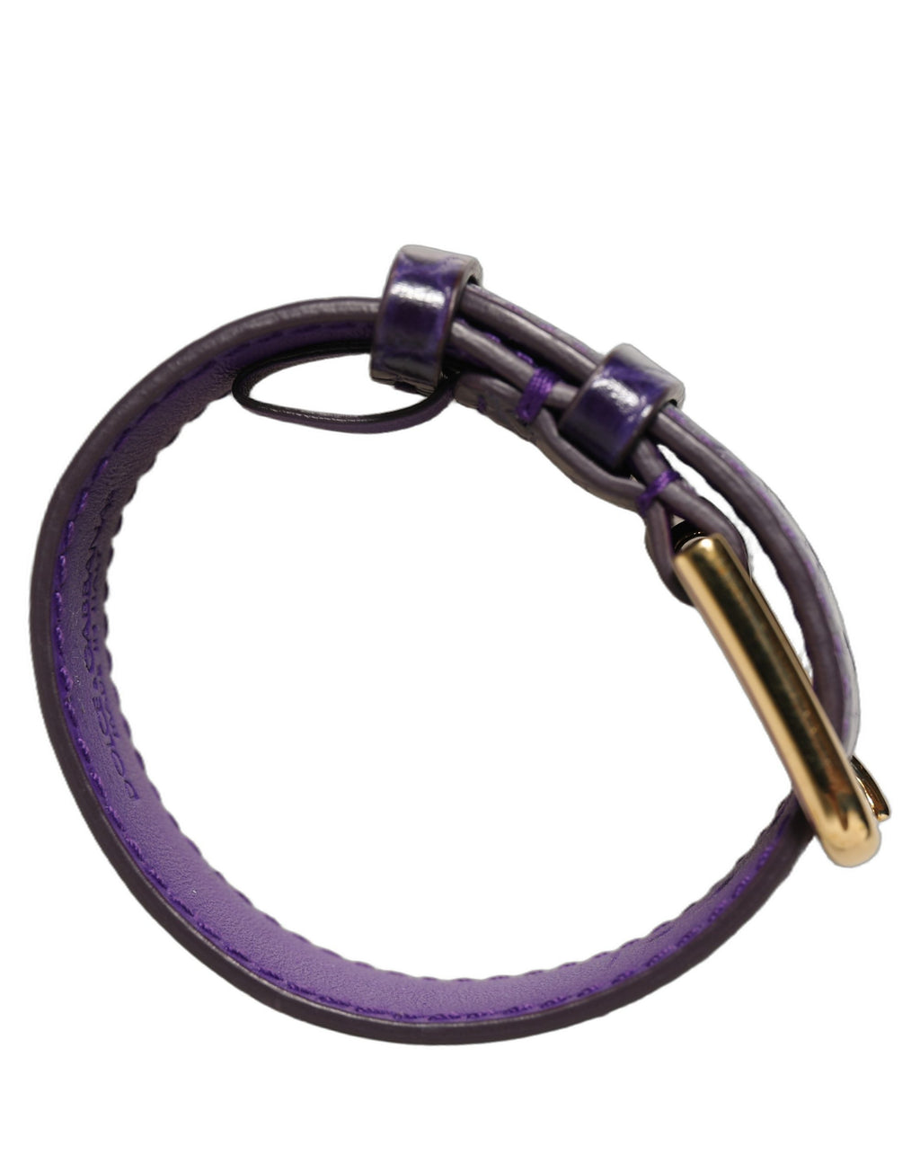 Dolce & Gabbana Violett geprägtes Leder Armband mit goldener Schnalle