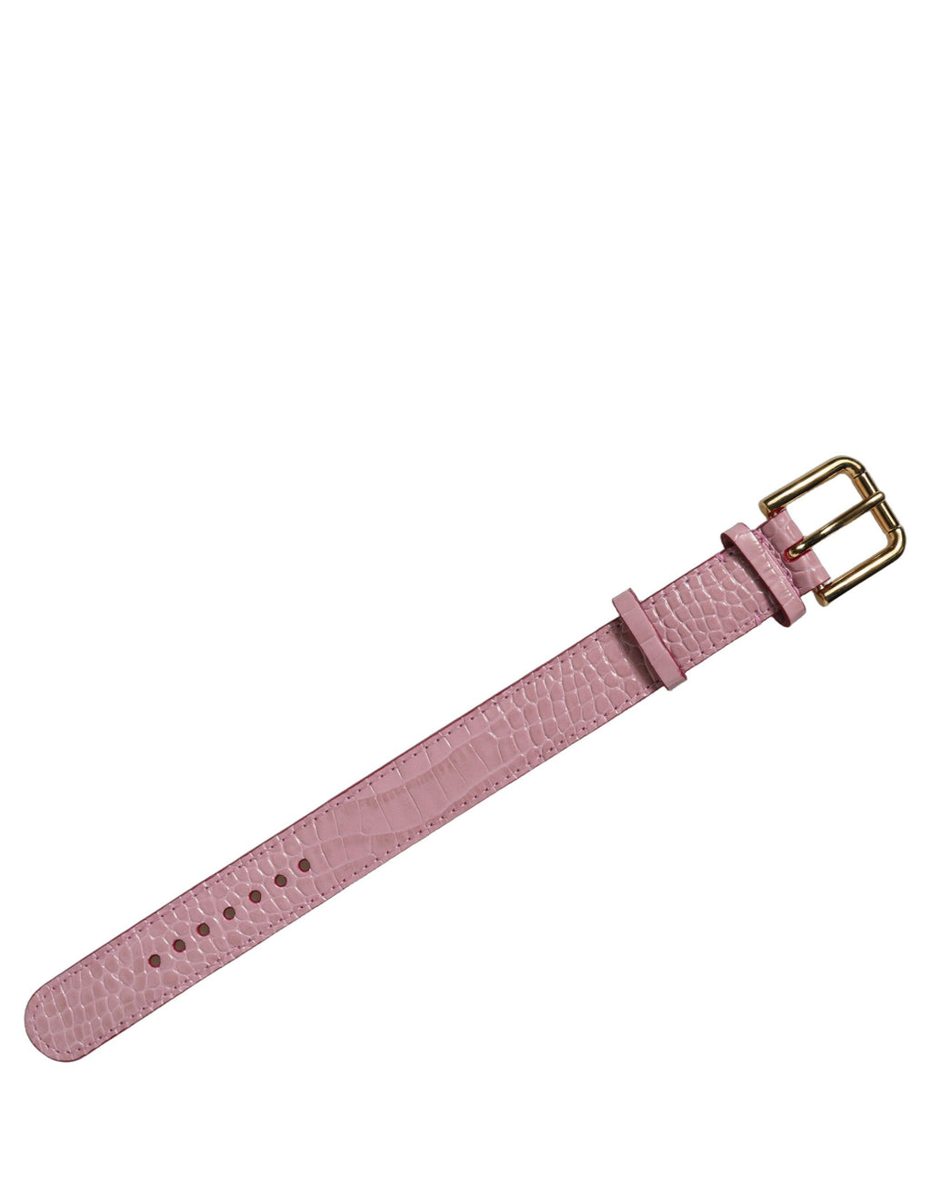 Dolce & Gabbana Armband aus rosafarbenem Leder mit Prägung und goldener Schnalle
