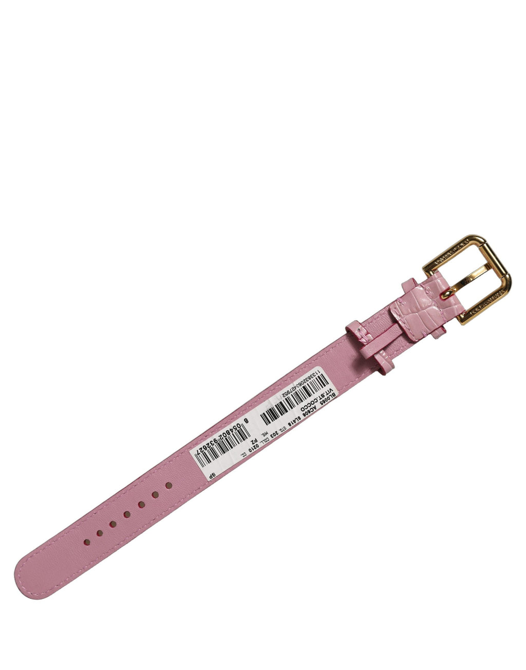 Dolce & Gabbana Armband aus rosafarbenem Leder mit Prägung und goldener Schnalle