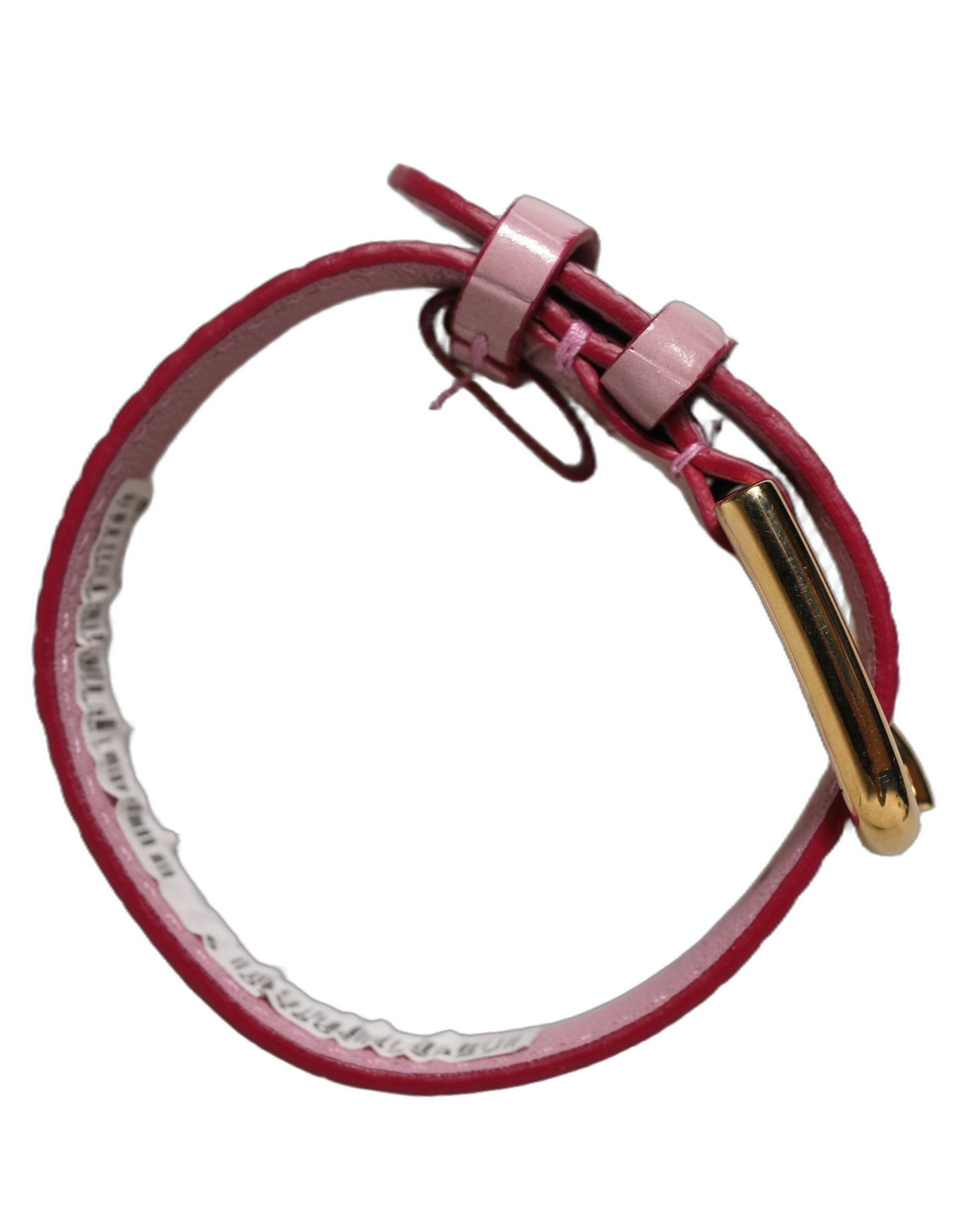 Dolce & Gabbana Armband aus rosafarbenem Leder mit Prägung und goldener Schnalle