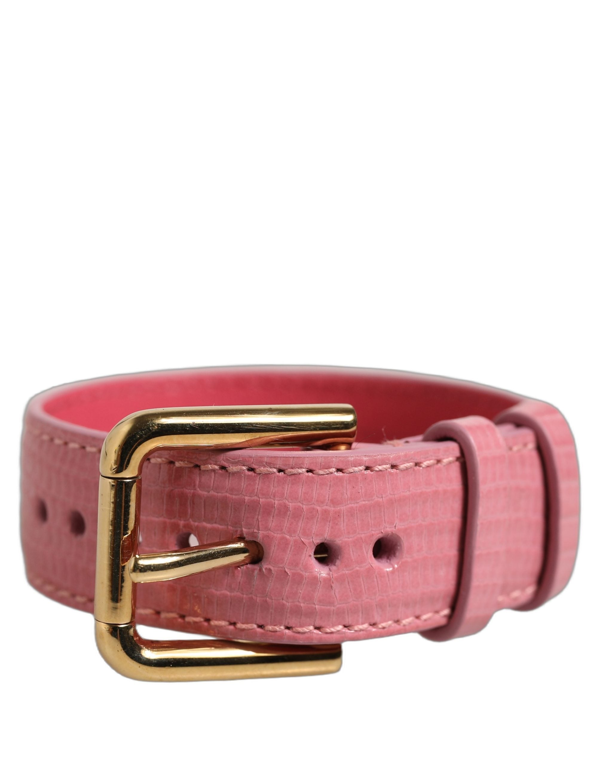 Dolce & Gabbana Armband aus pinkfarbenem Leder mit goldener Schnalle