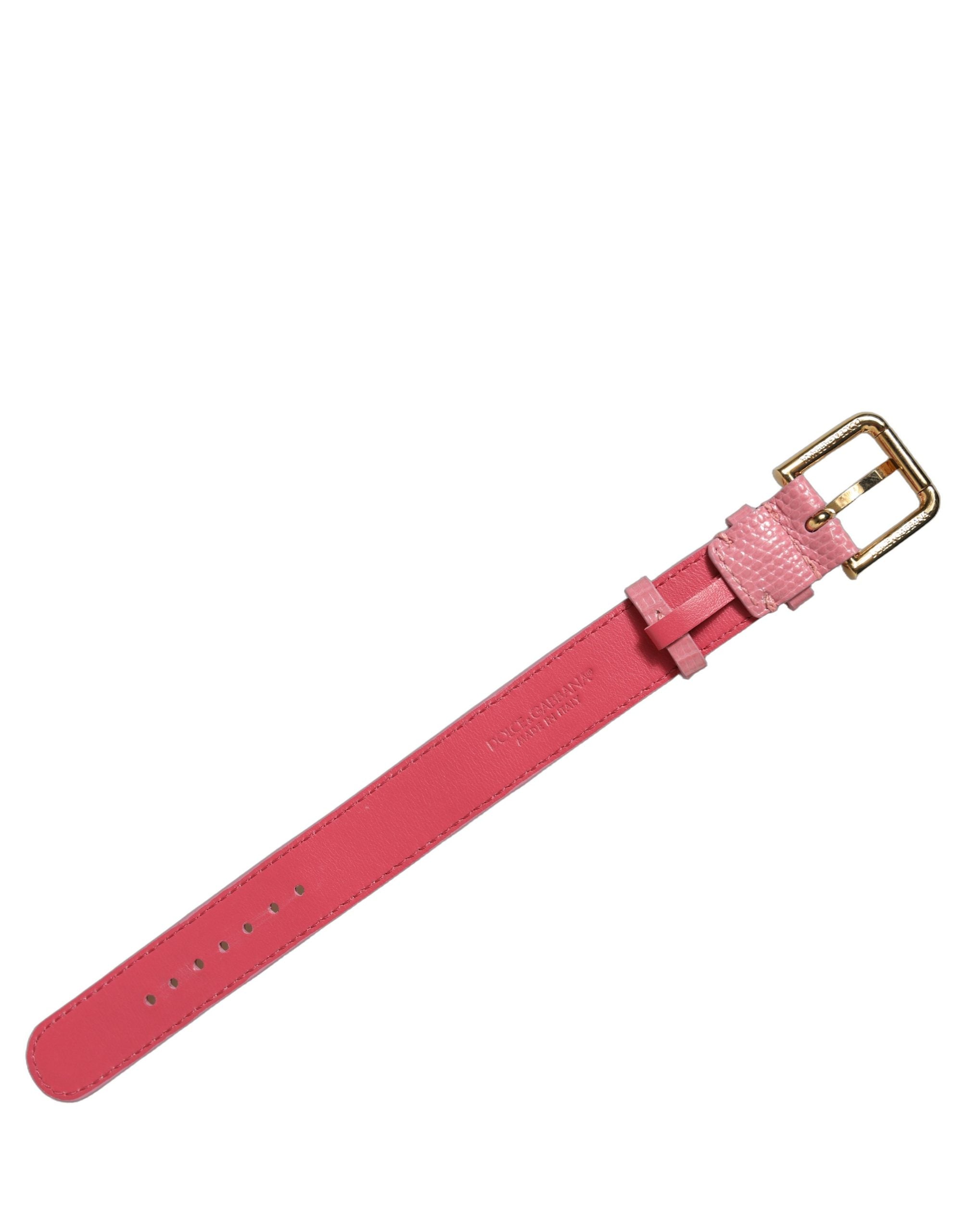 Dolce & Gabbana Armband aus pinkfarbenem Leder mit goldener Schnalle