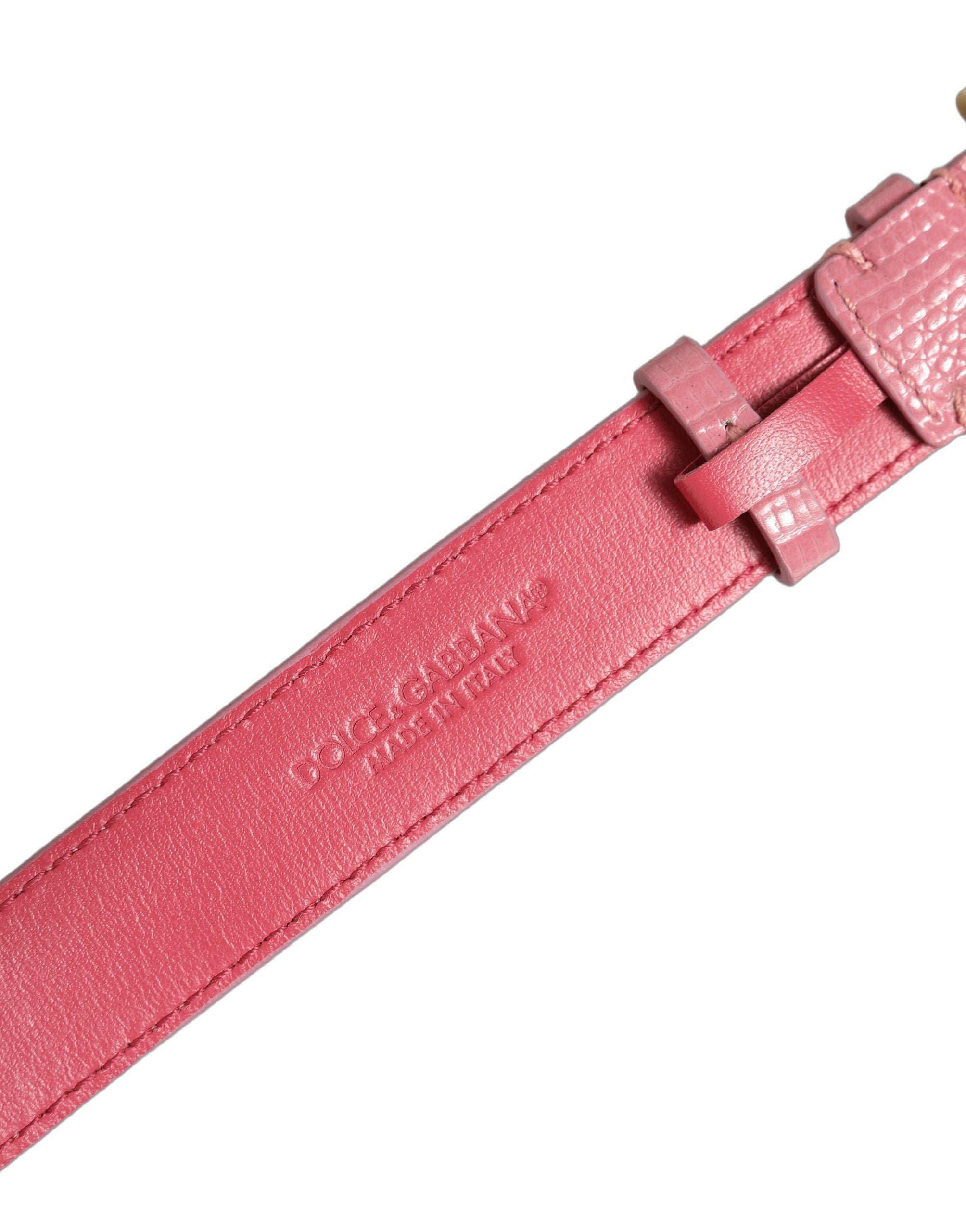 Dolce & Gabbana Armband aus pinkfarbenem Leder mit goldener Schnalle