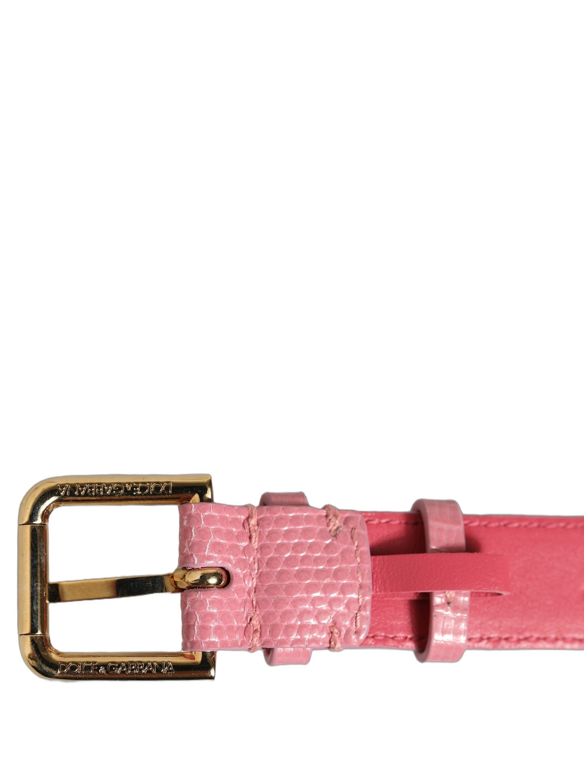 Dolce & Gabbana Armband aus pinkfarbenem Leder mit goldener Schnalle