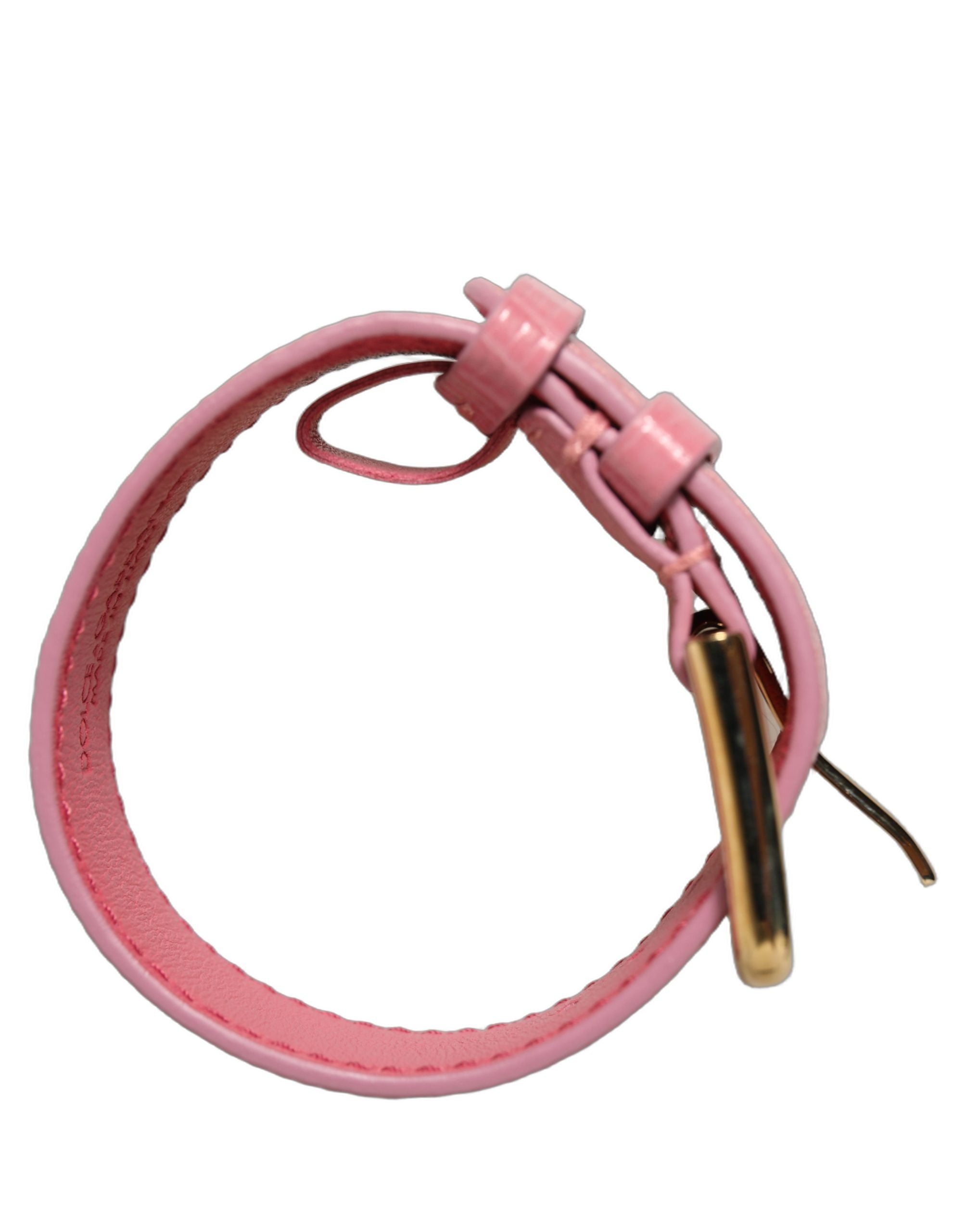 Dolce & Gabbana Armband aus pinkfarbenem Leder mit goldener Schnalle
