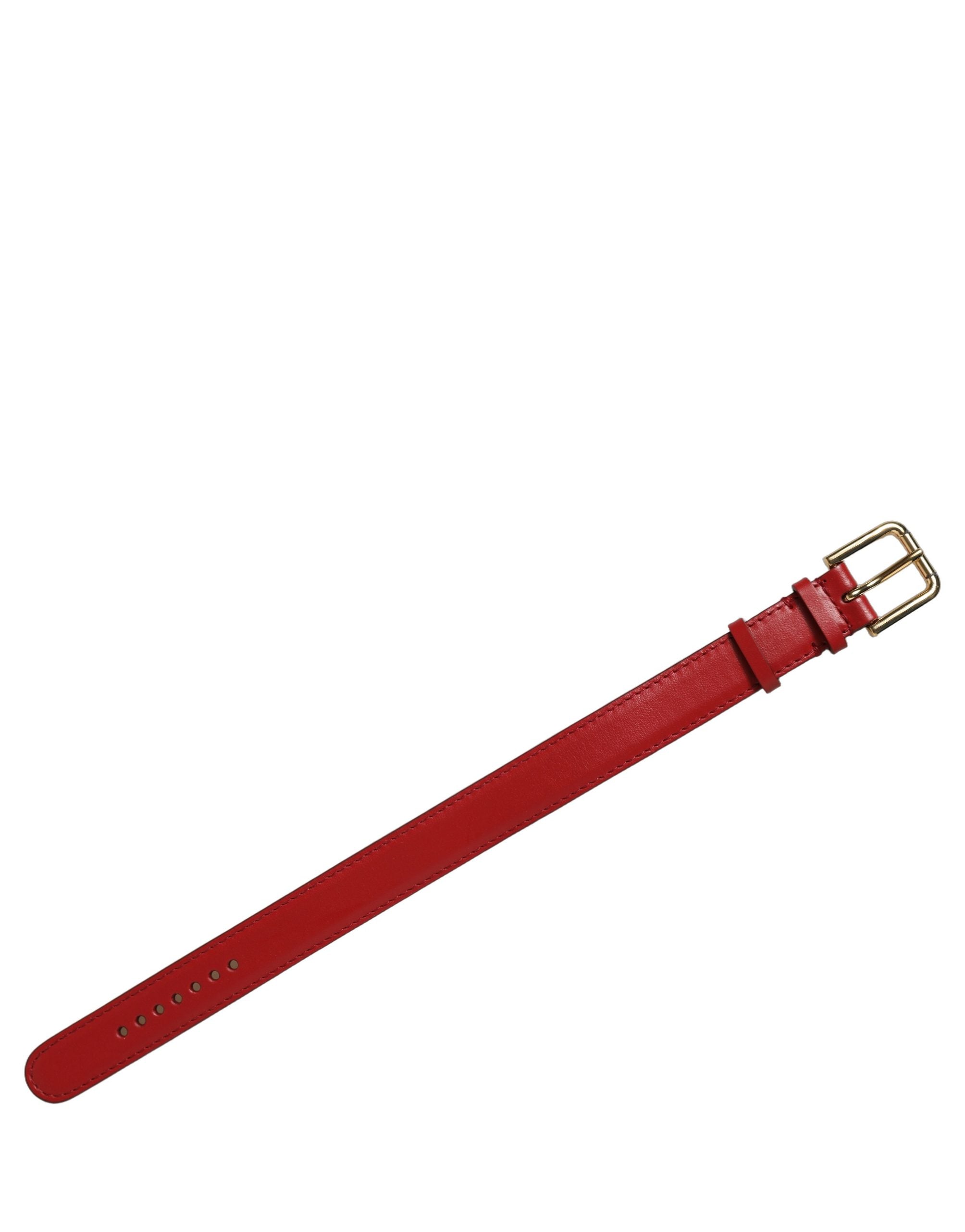 Dolce & Gabbana Armband aus rotem Kalbsleder mit goldener Schnalle