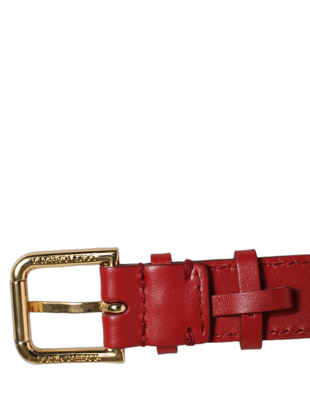 Dolce & Gabbana Armband aus rotem Kalbsleder mit goldener Schnalle