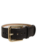 Dolce & Gabbana Armband aus schwarzem Kalbsleder mit goldener Schnalle
