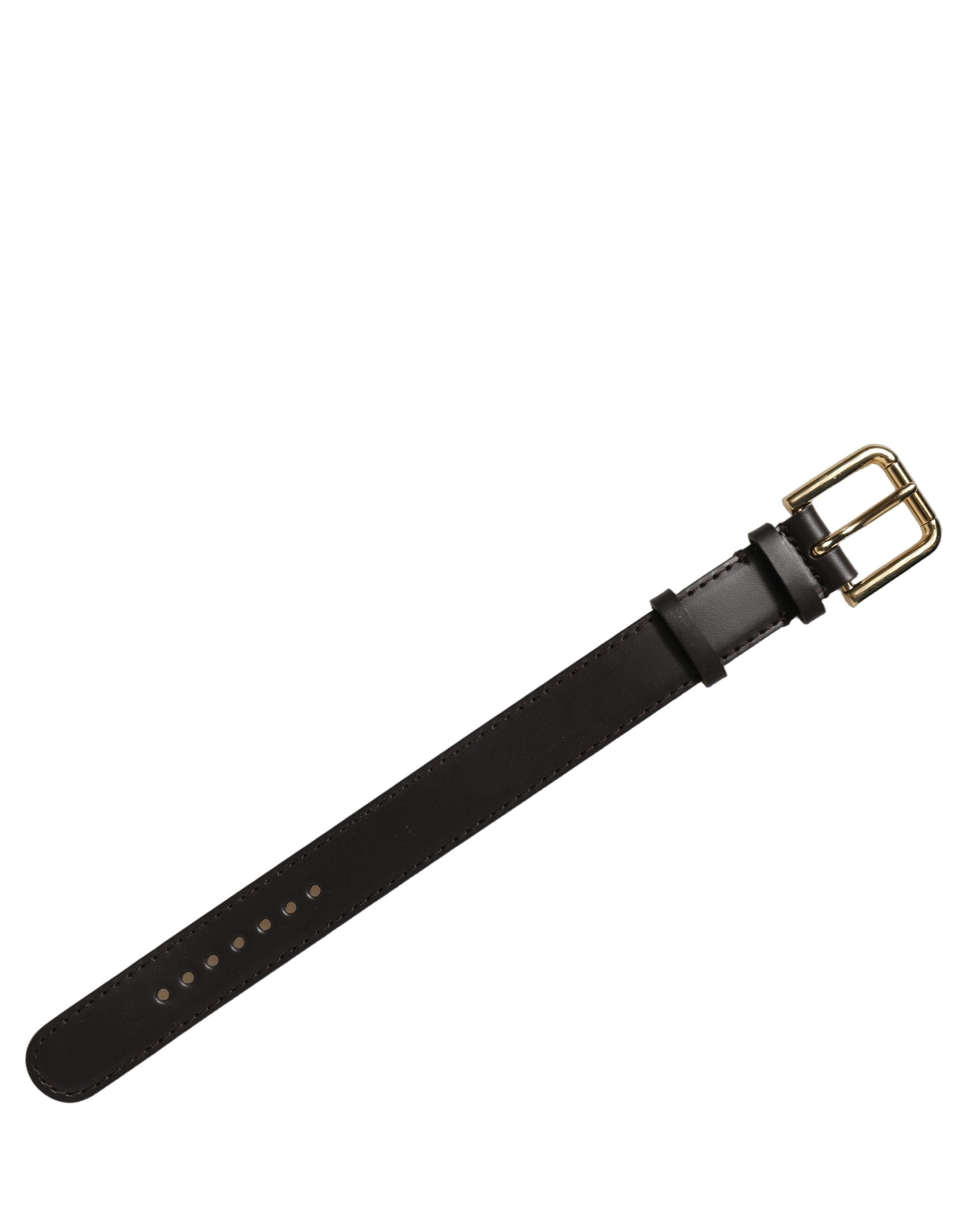 Dolce & Gabbana Armband aus schwarzem Kalbsleder mit goldener Schnalle