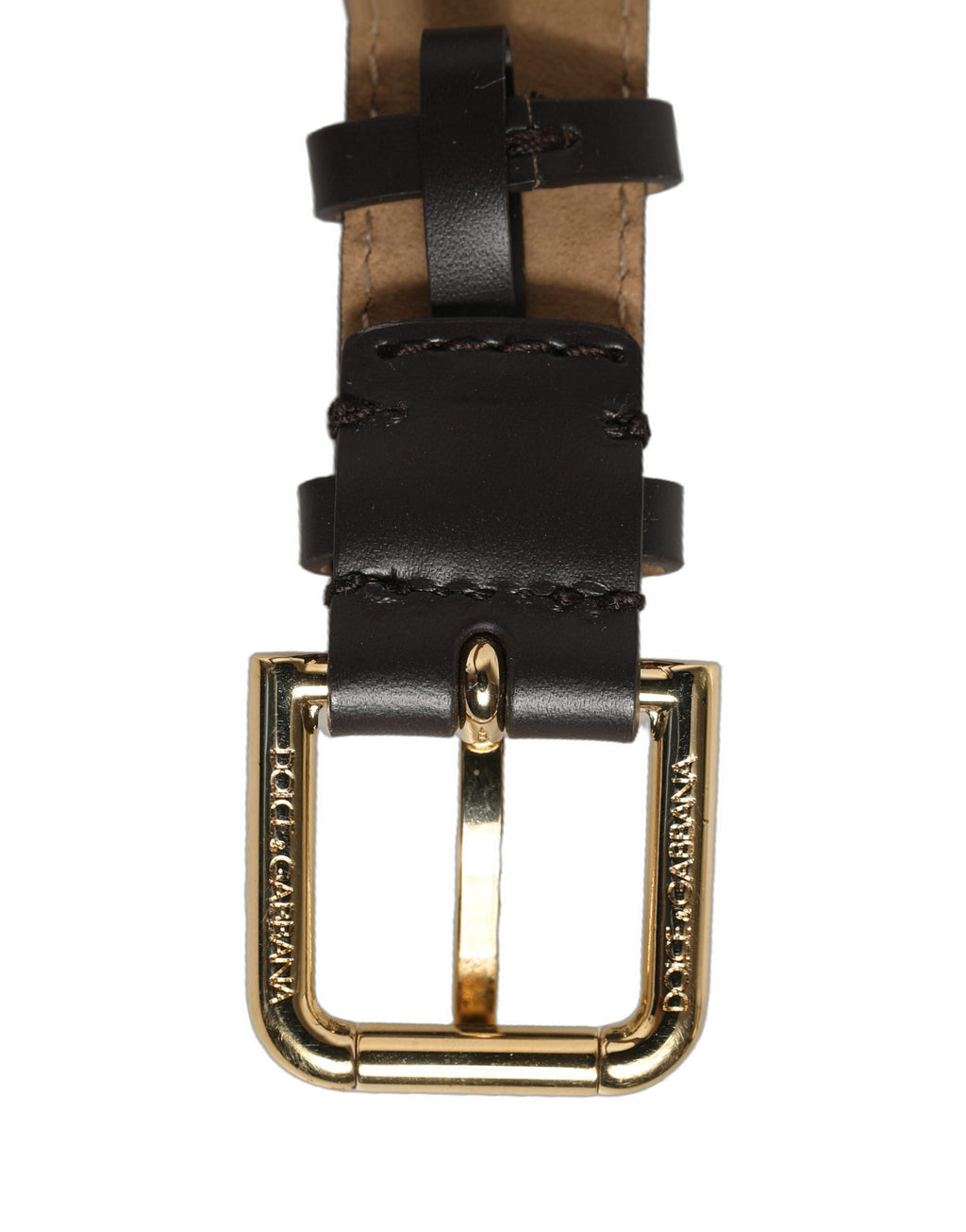 Dolce & Gabbana Armband aus schwarzem Kalbsleder mit goldener Schnalle