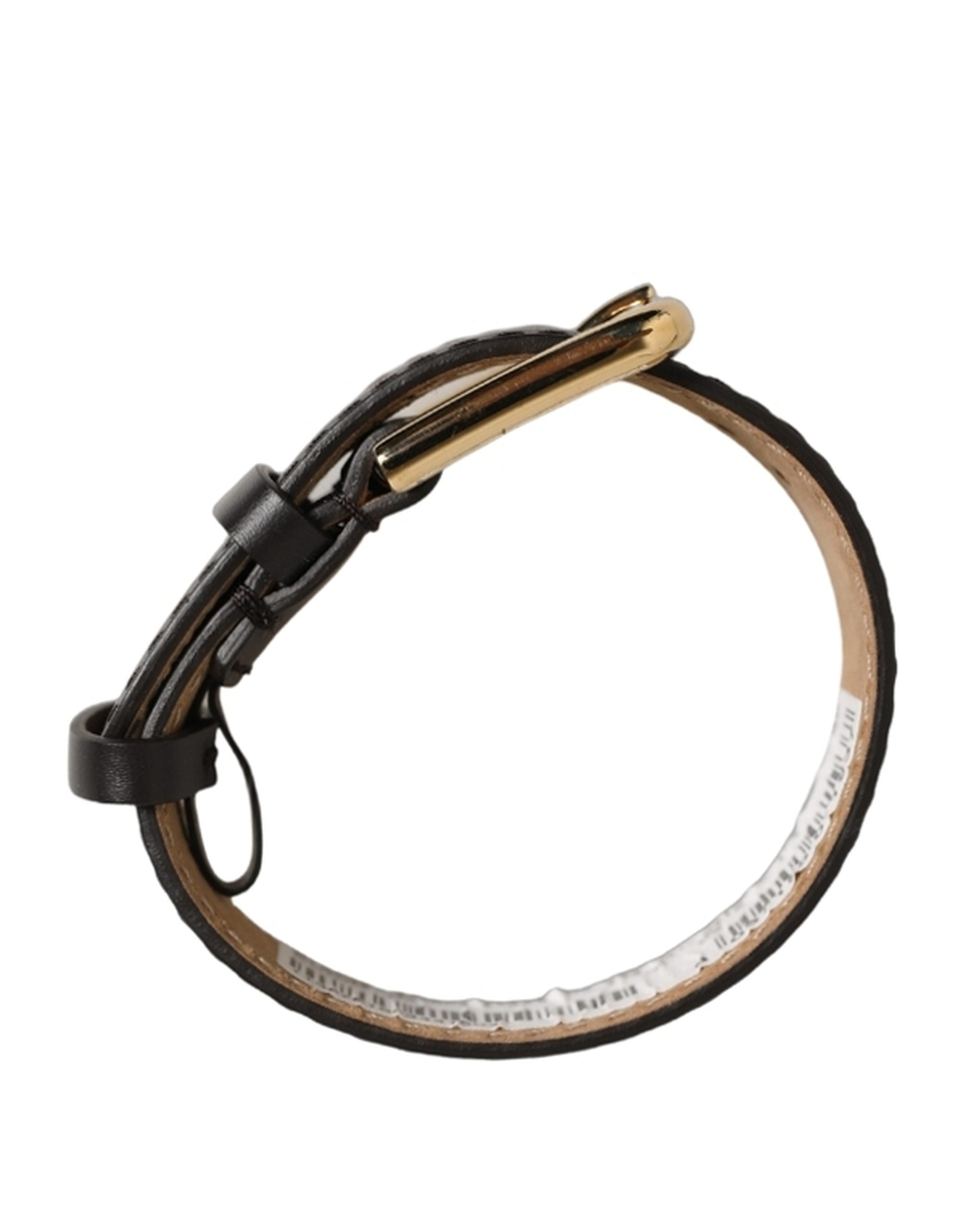 Dolce & Gabbana Armband aus schwarzem Kalbsleder mit goldener Schnalle