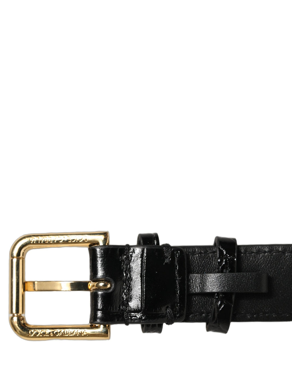 Dolce & Gabbana Schwarzes Armband aus strukturiertem Leder mit goldener Schnalle