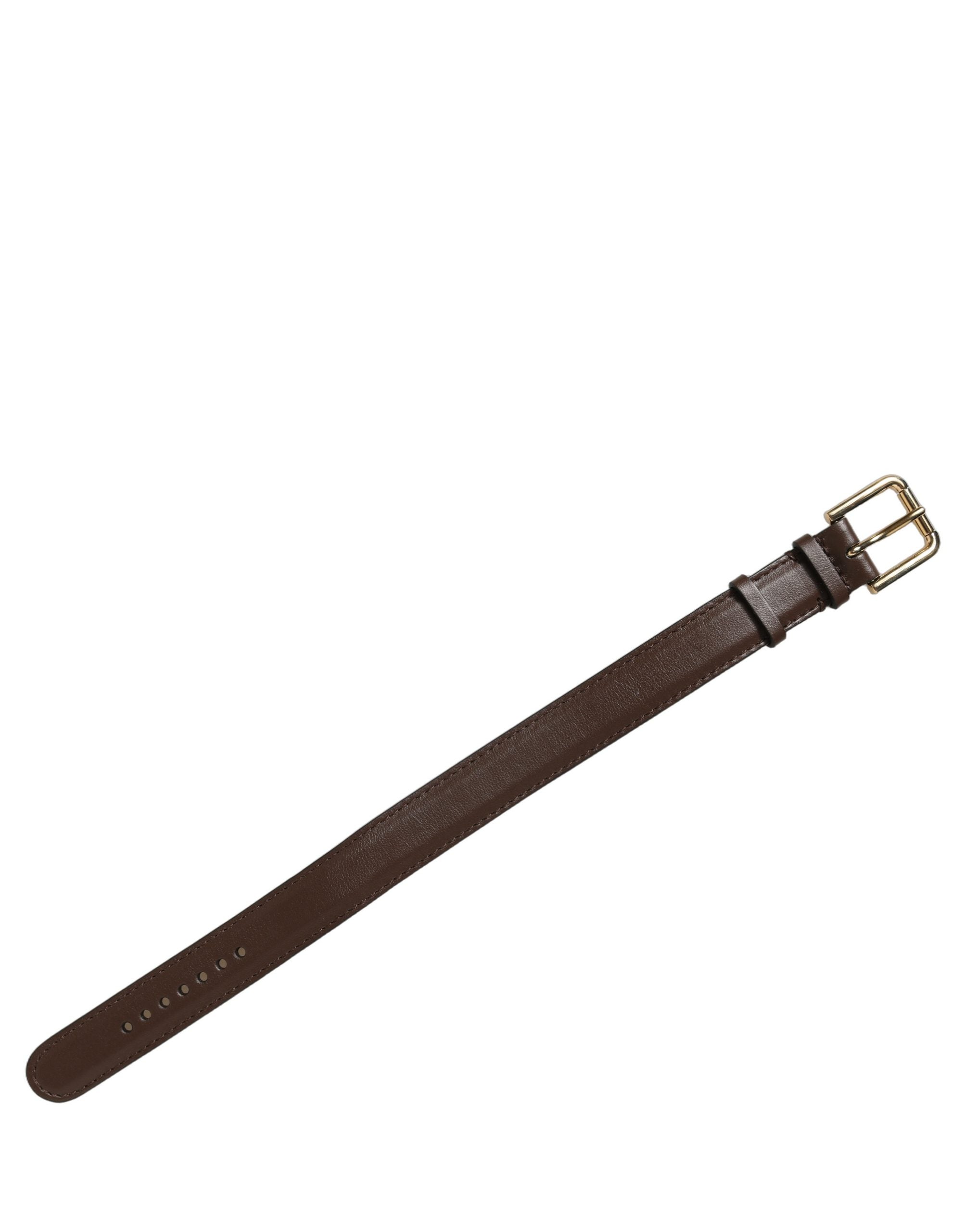 Dolce & Gabbana Armband aus braunem Kalbsleder mit goldener Schnalle