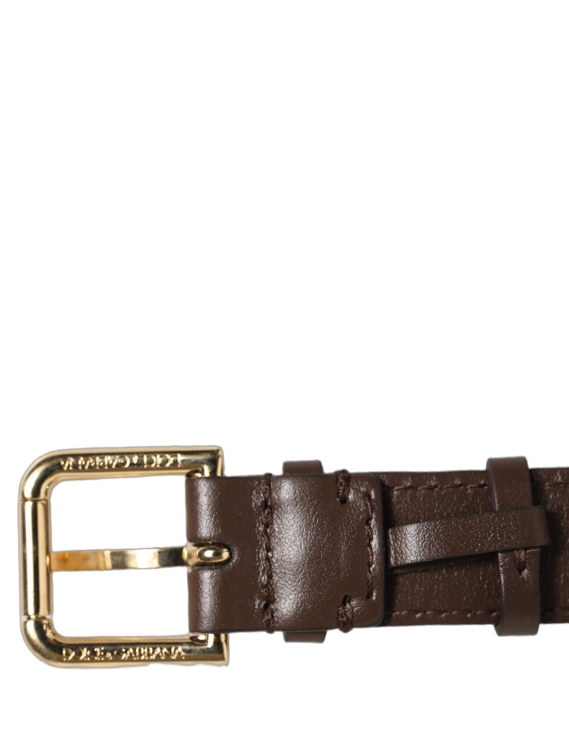 Dolce & Gabbana Armband aus braunem Kalbsleder mit goldener Schnalle