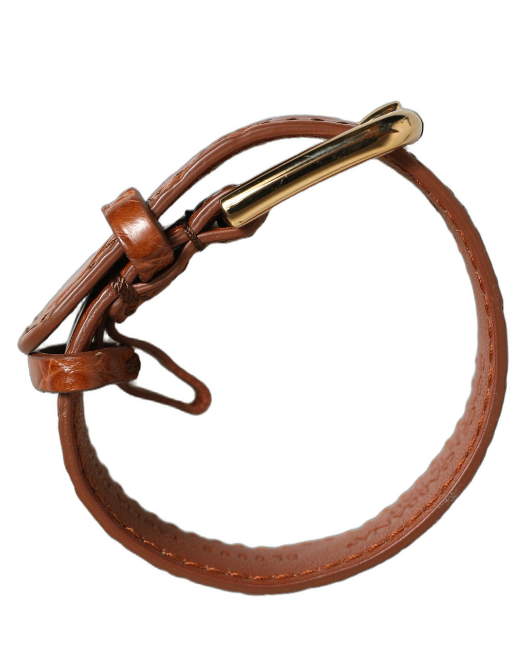 Dolce & Gabbana Braunes Armband aus strukturiertem Leder mit goldener Schnalle