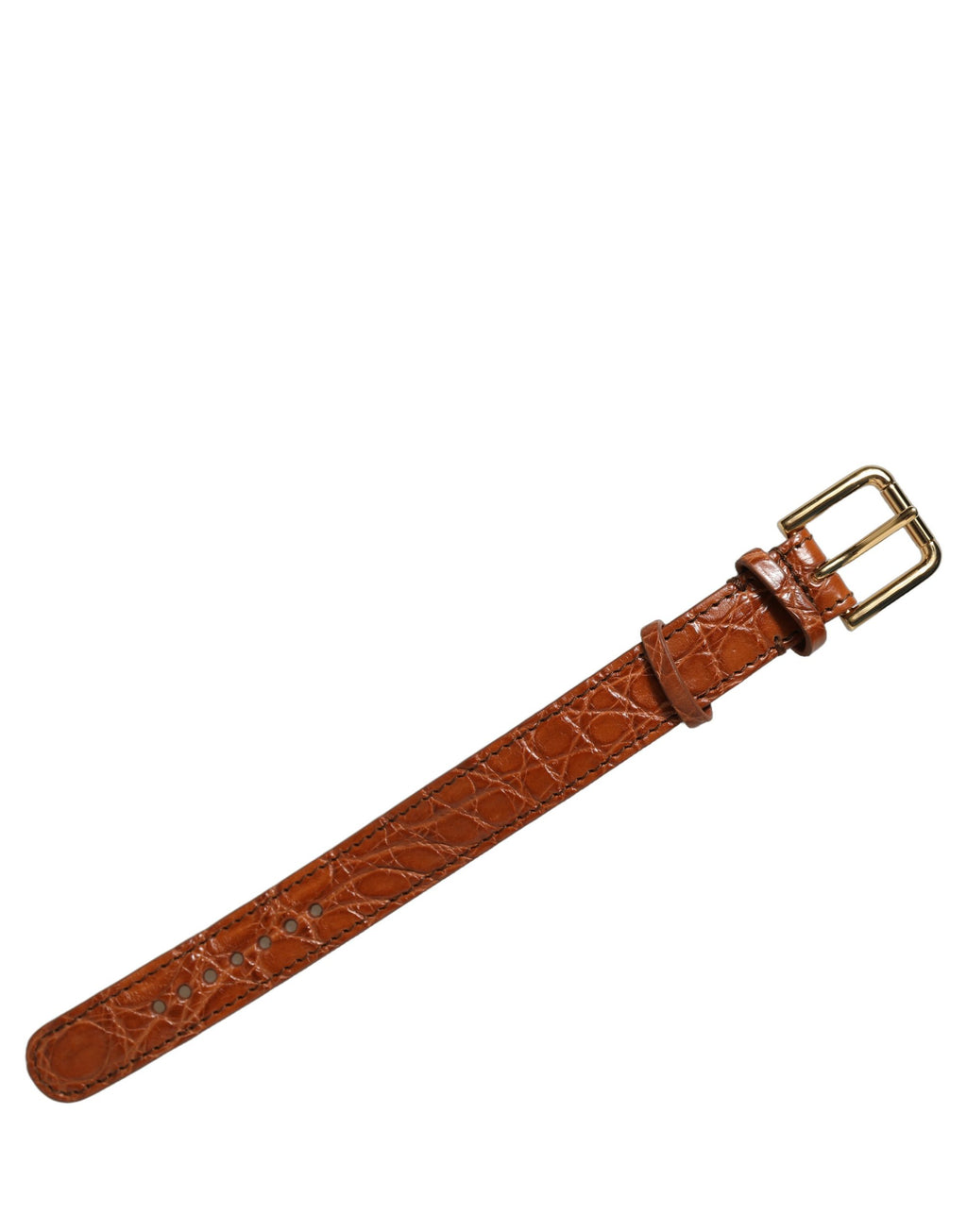 Dolce & Gabbana Braunes Armband aus strukturiertem Leder mit goldener Schnalle